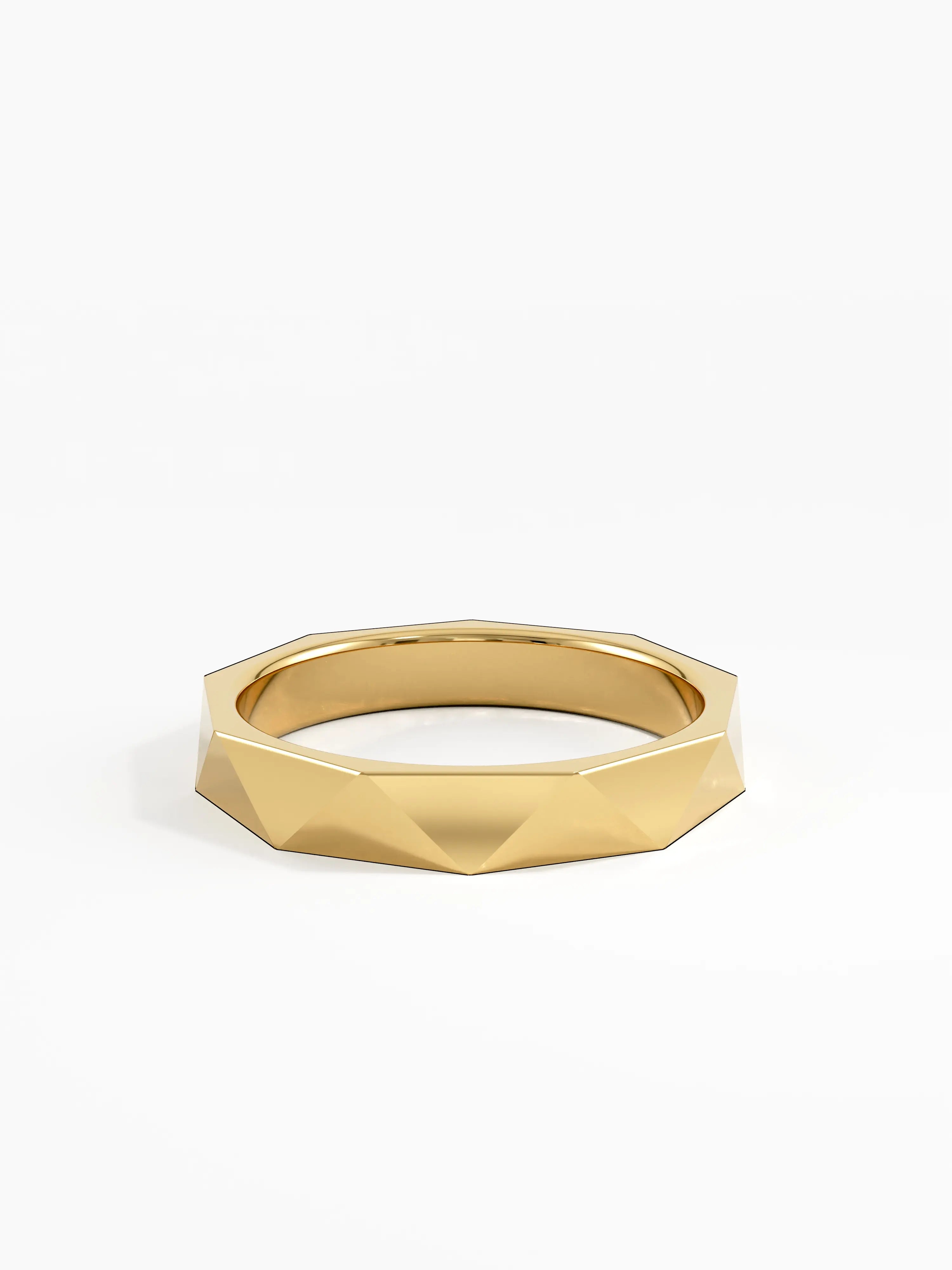 Faceted Wedding Band, solid gold ring, view 4 | DiaFifth