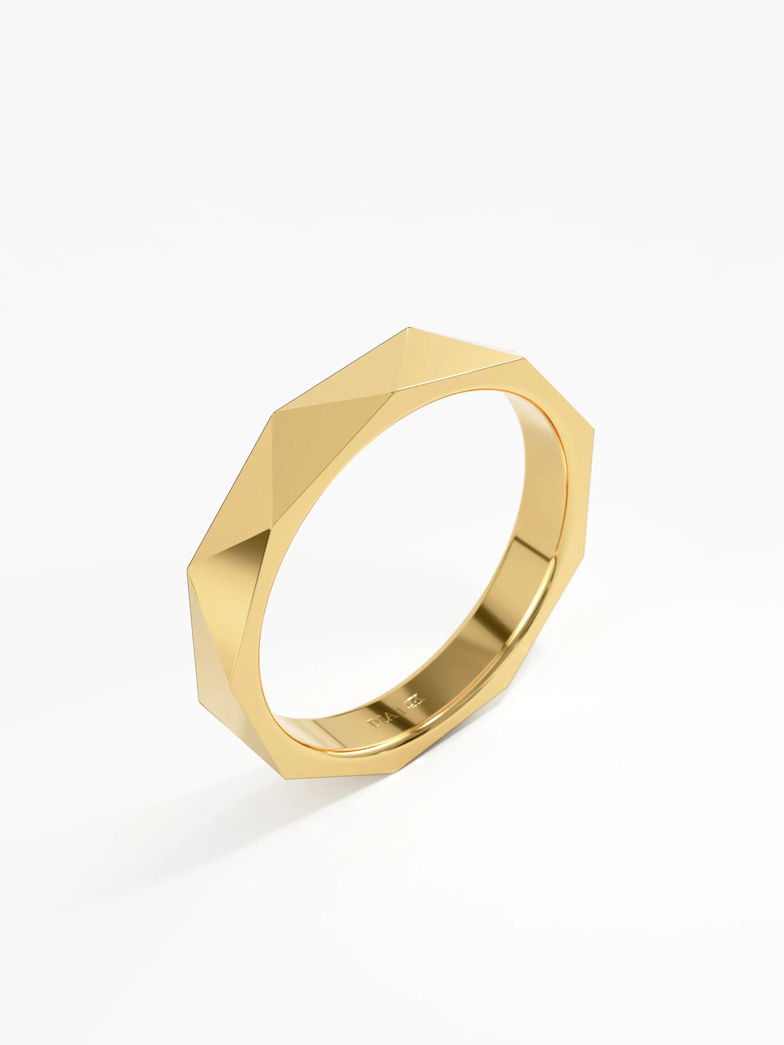 Faceted Wedding Band, solid gold ring, view 5 | DiaFifth