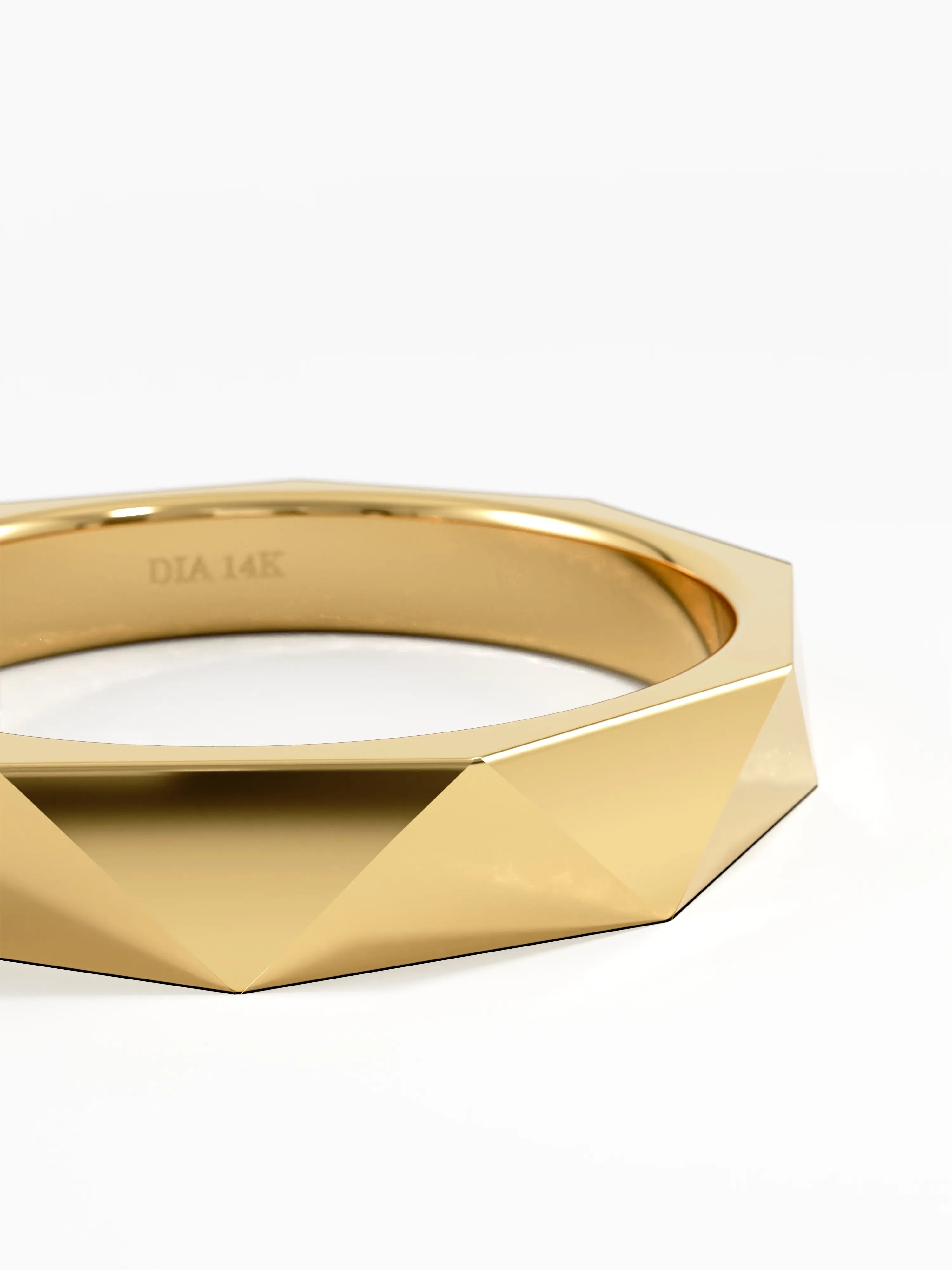 Faceted Wedding Band, solid gold ring, view 2 | DiaFifth