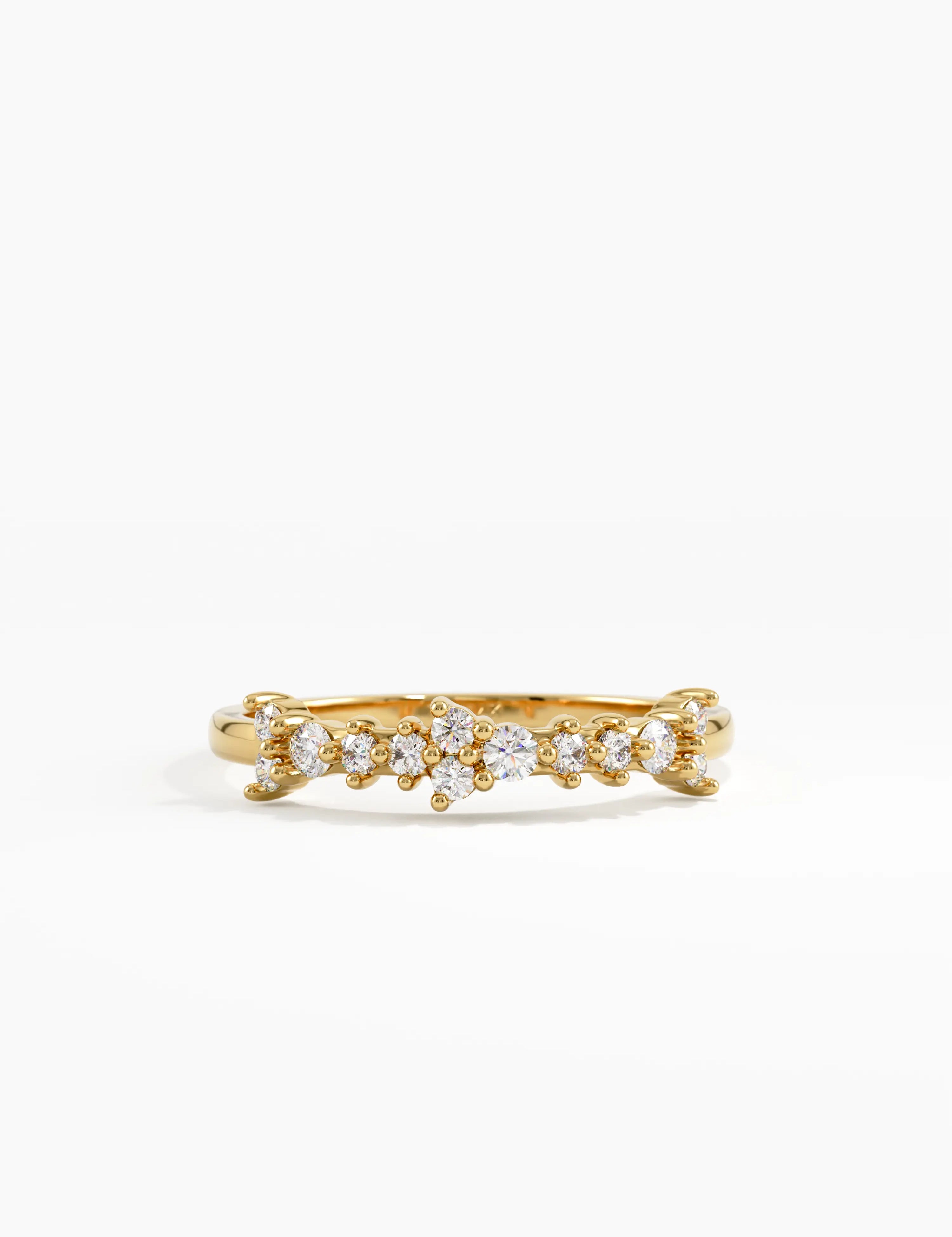 Cluster Wedding Ring, solid gold ring | DiaFifth