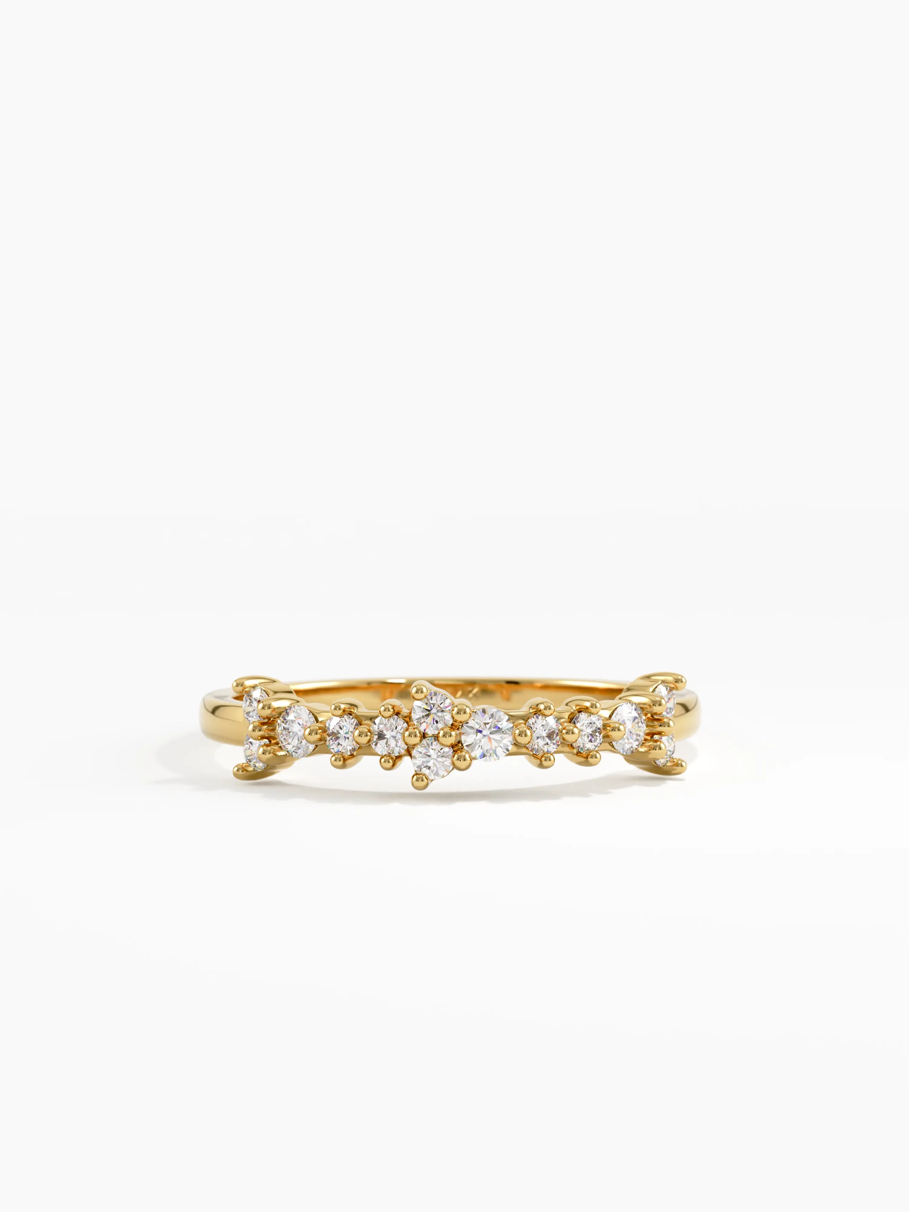 Cluster Wedding Ring, solid gold ring | DiaFifth