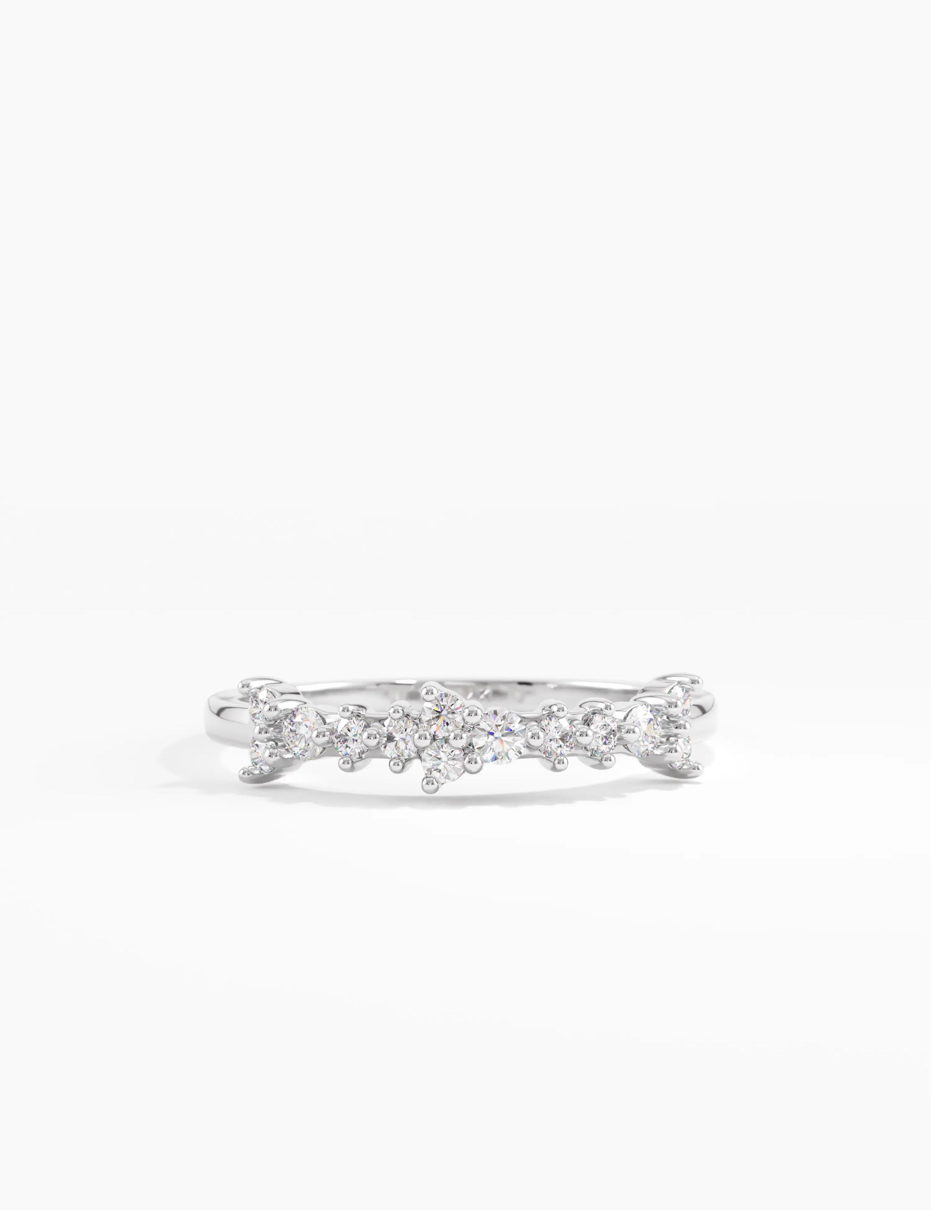 Cluster Wedding Ring, solid gold ring, view 7 | DiaFifth