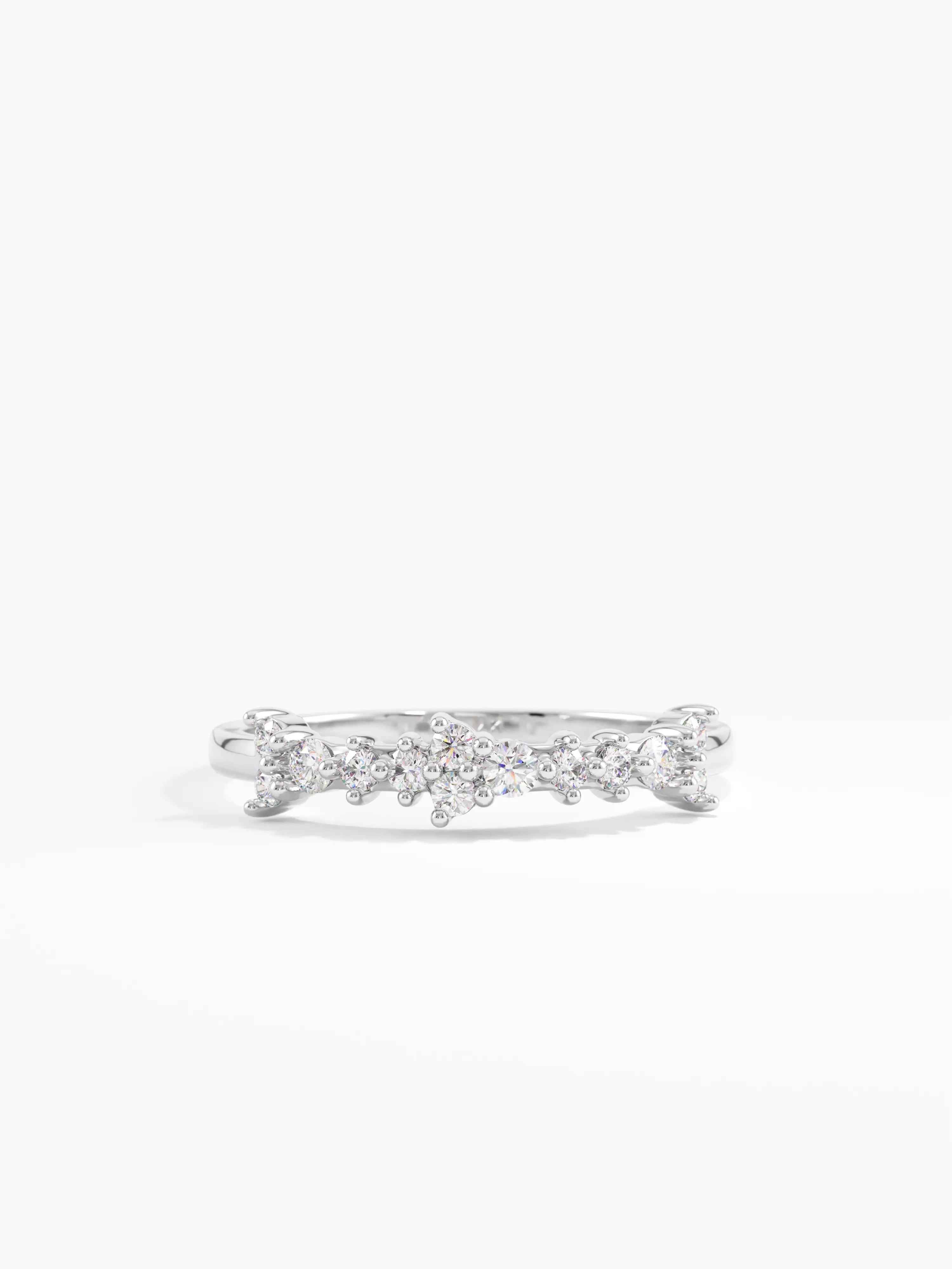 Cluster Wedding Ring, solid gold ring, view 7 | DiaFifth