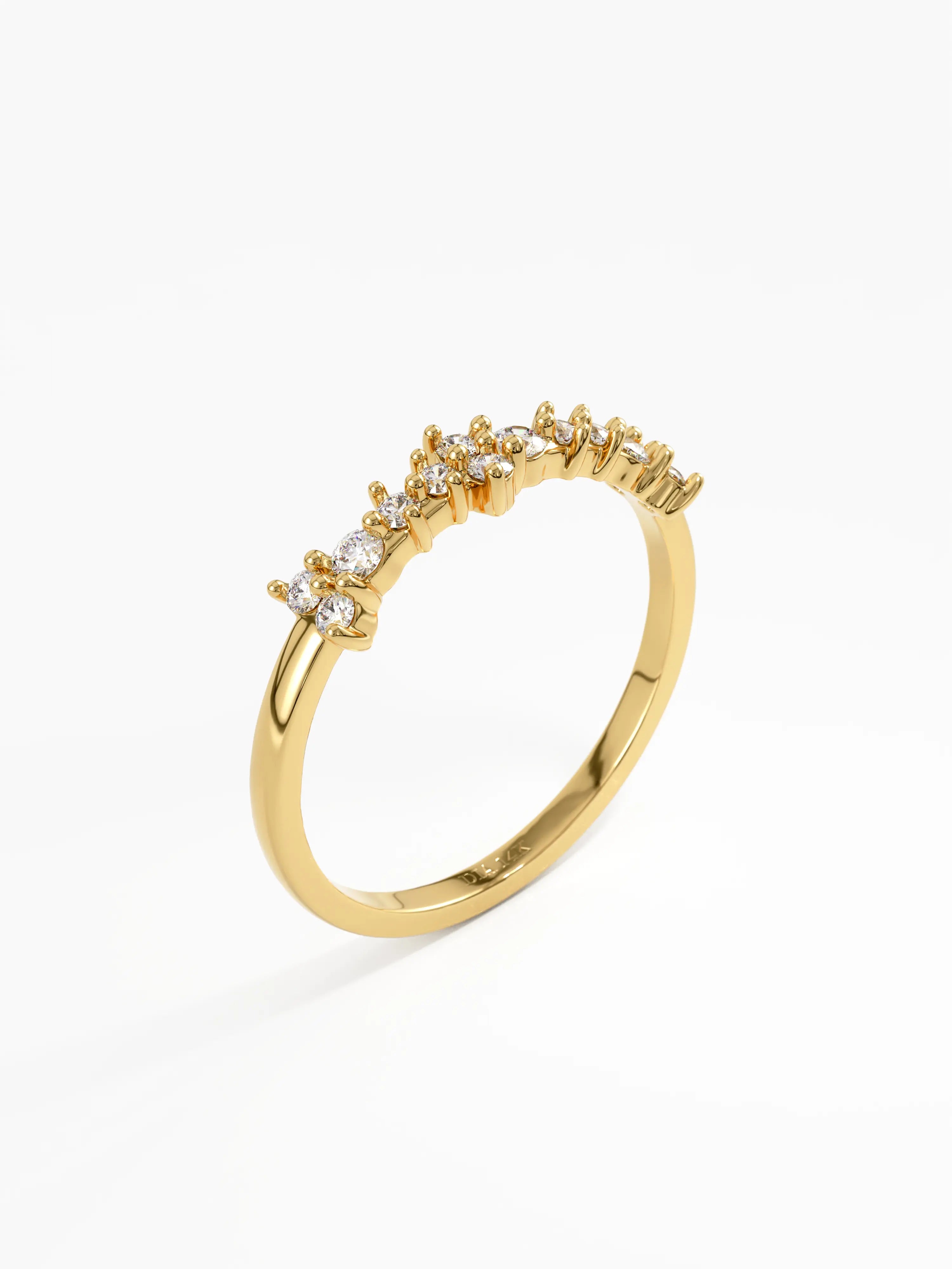 Cluster Wedding Ring, solid gold ring, view 5 | DiaFifth