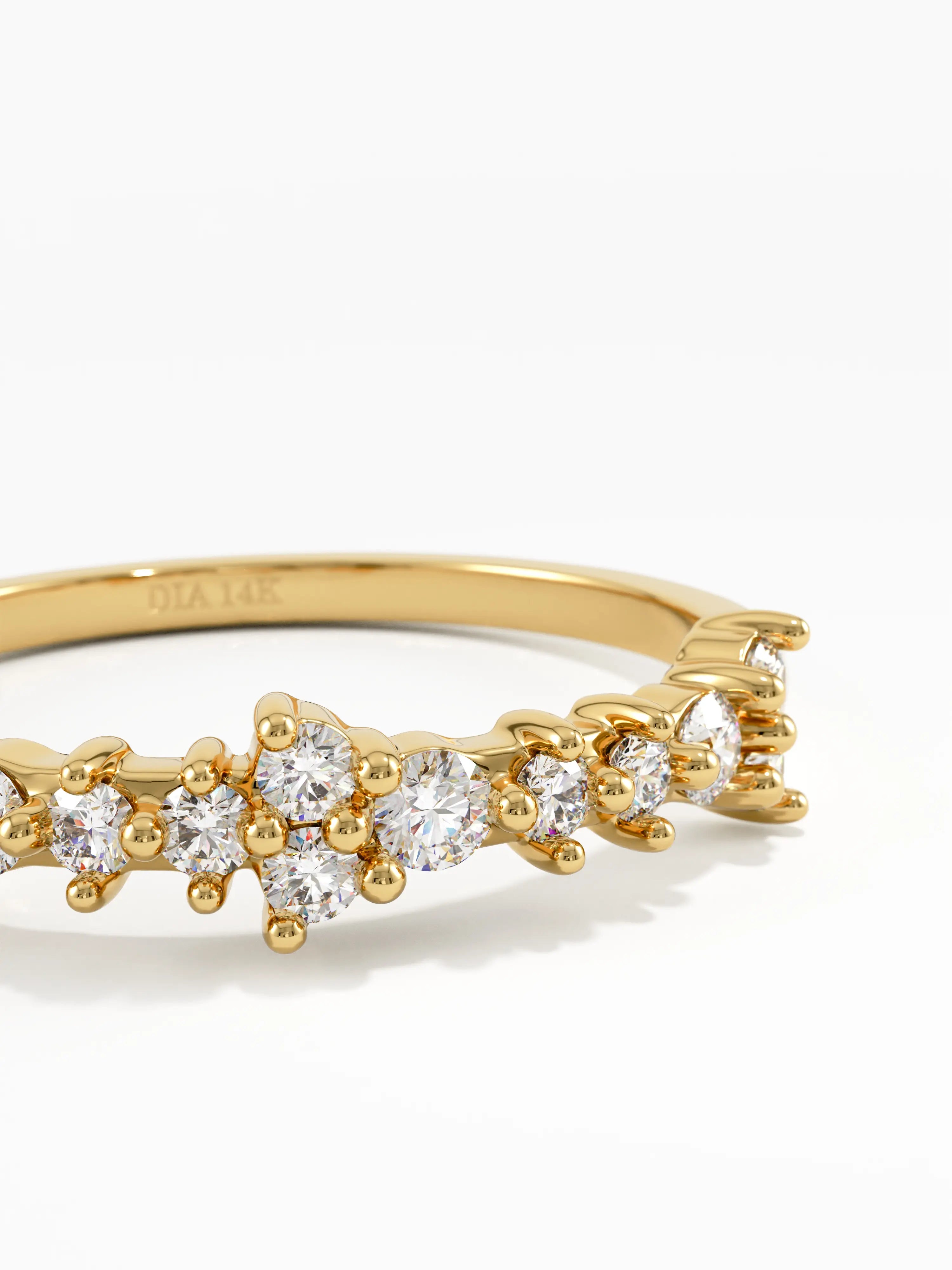 Cluster Wedding Ring, solid gold ring, view 2 | DiaFifth