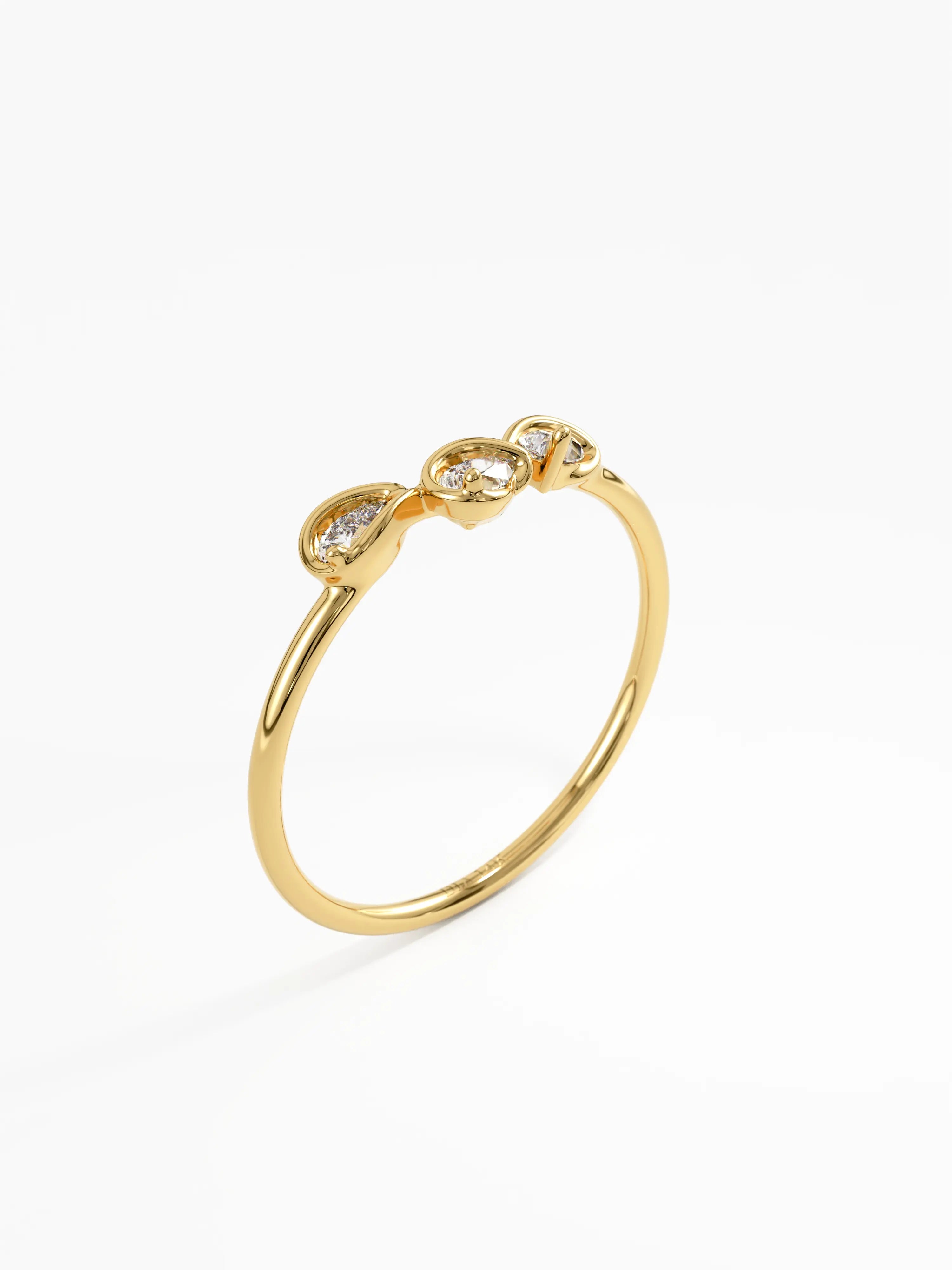 Trio Stacking Ring, solid gold ring, view 5 | DiaFifth