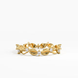 Leaf Eternity Wedding Ring, solid gold ring | DiaFifth