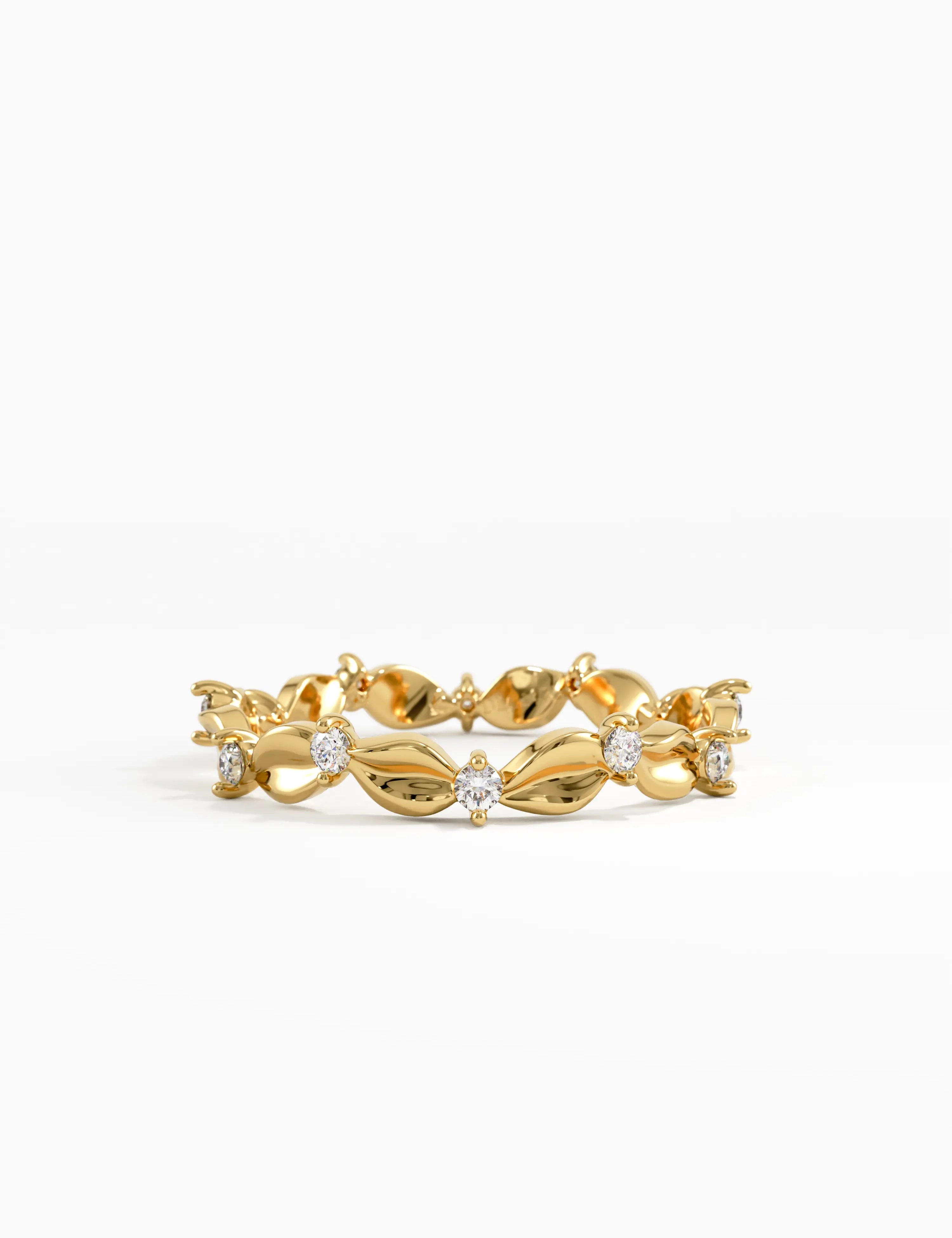 Leaf Eternity Wedding Ring, solid gold ring | DiaFifth