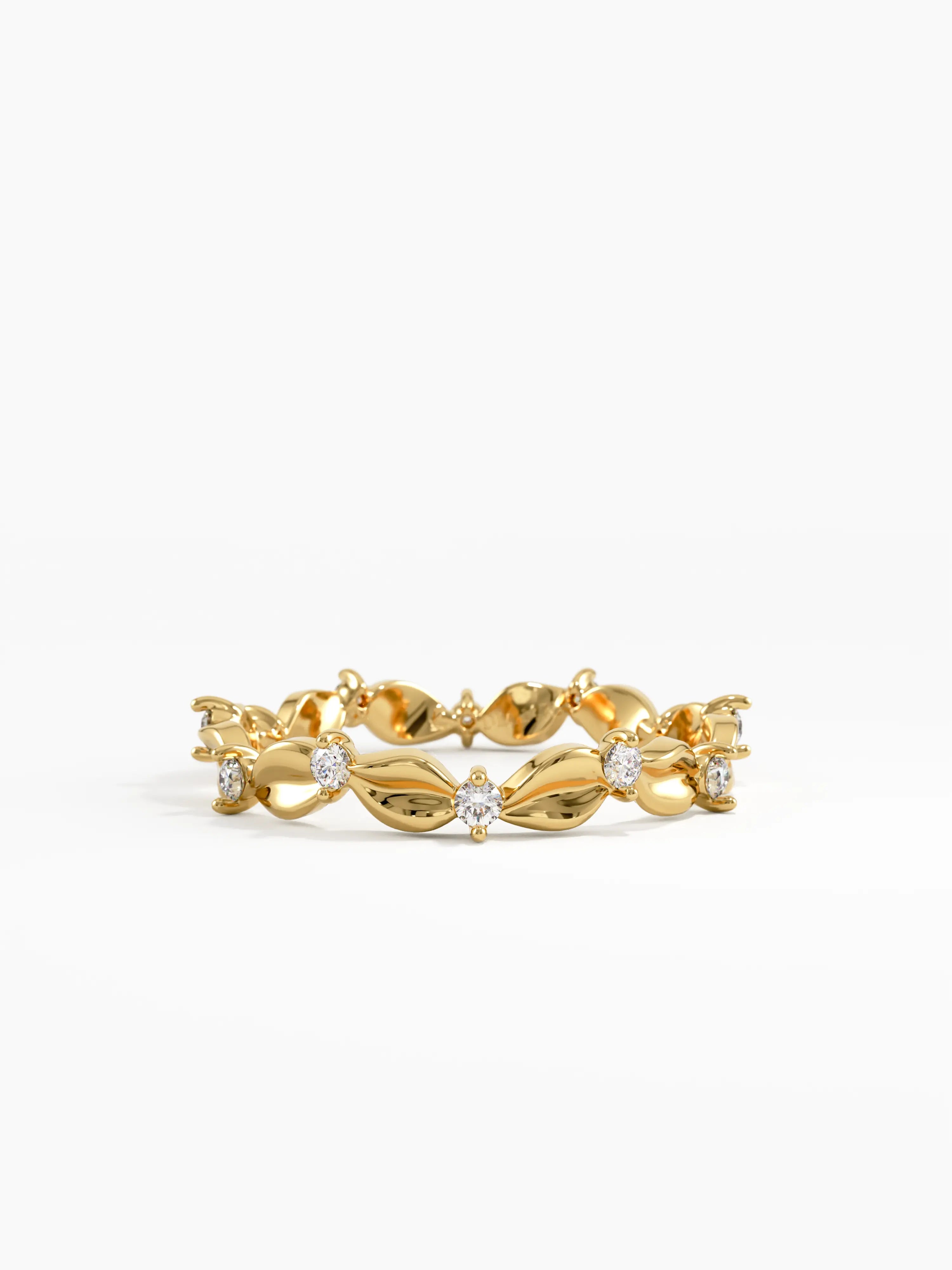 Leaf Eternity Wedding Ring, solid gold ring | DiaFifth