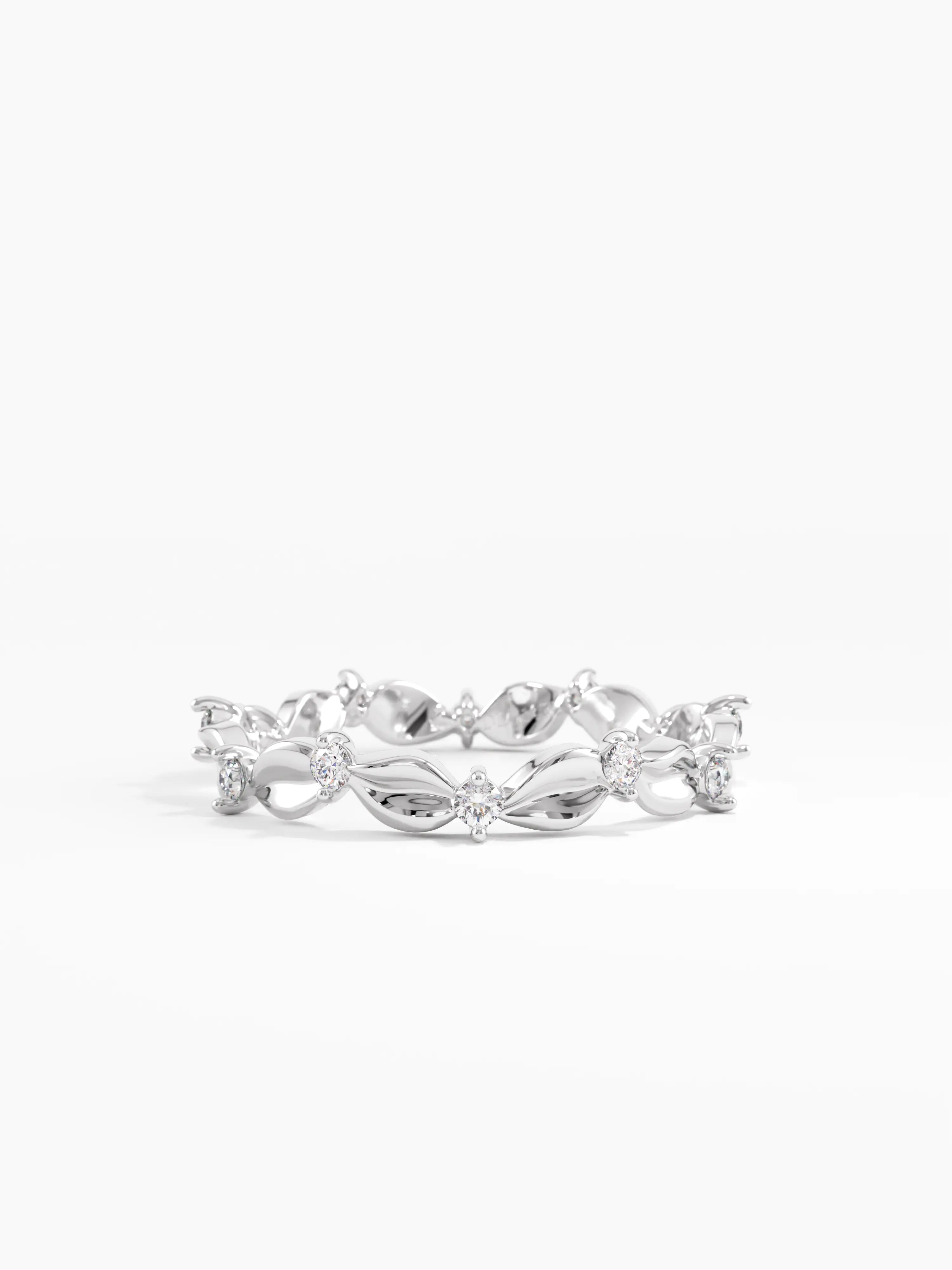 Leaf Eternity Wedding Ring, solid gold ring, view 7 | DiaFifth