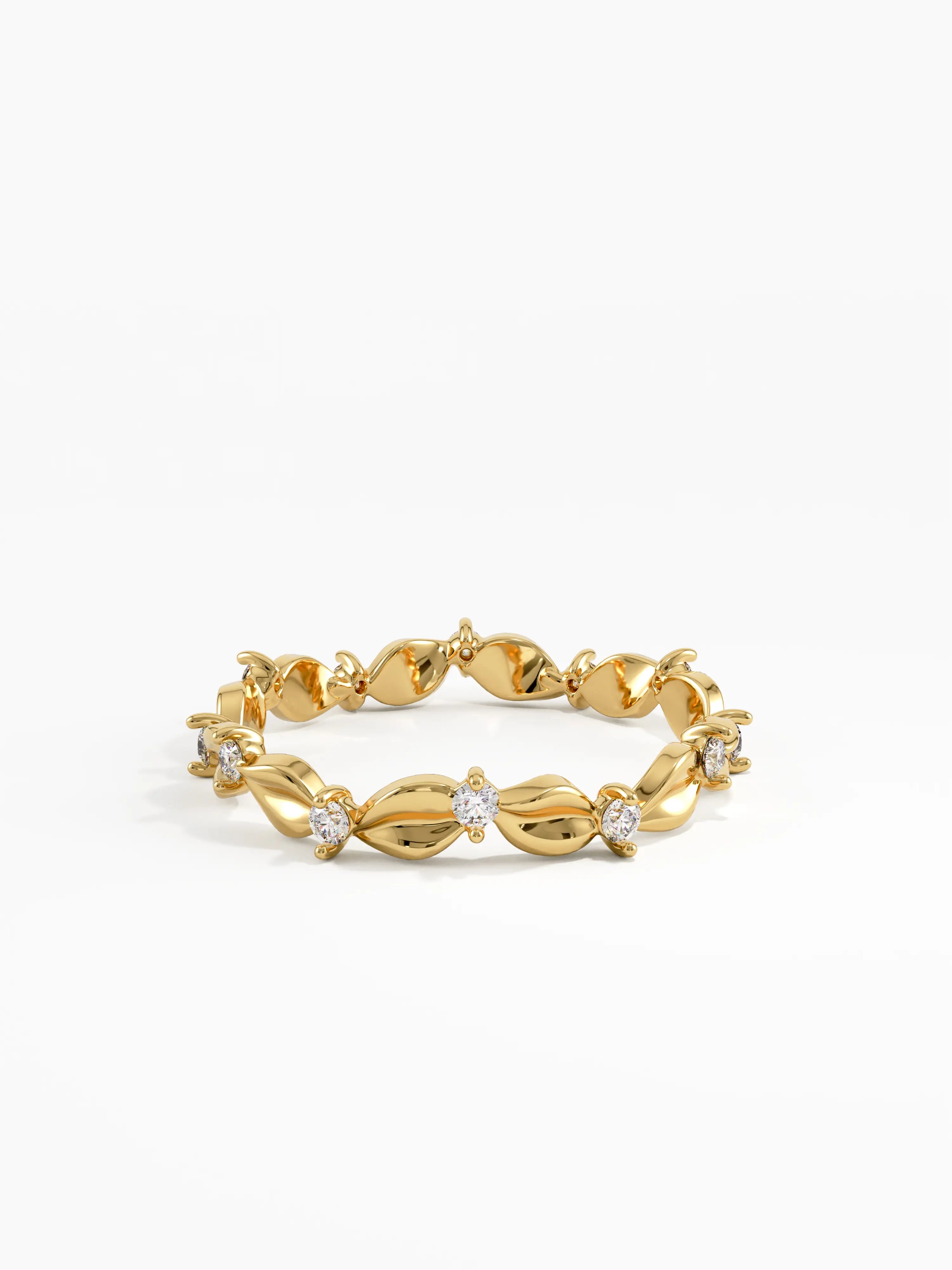 Leaf Eternity Wedding Ring, solid gold ring, view 8 | DiaFifth