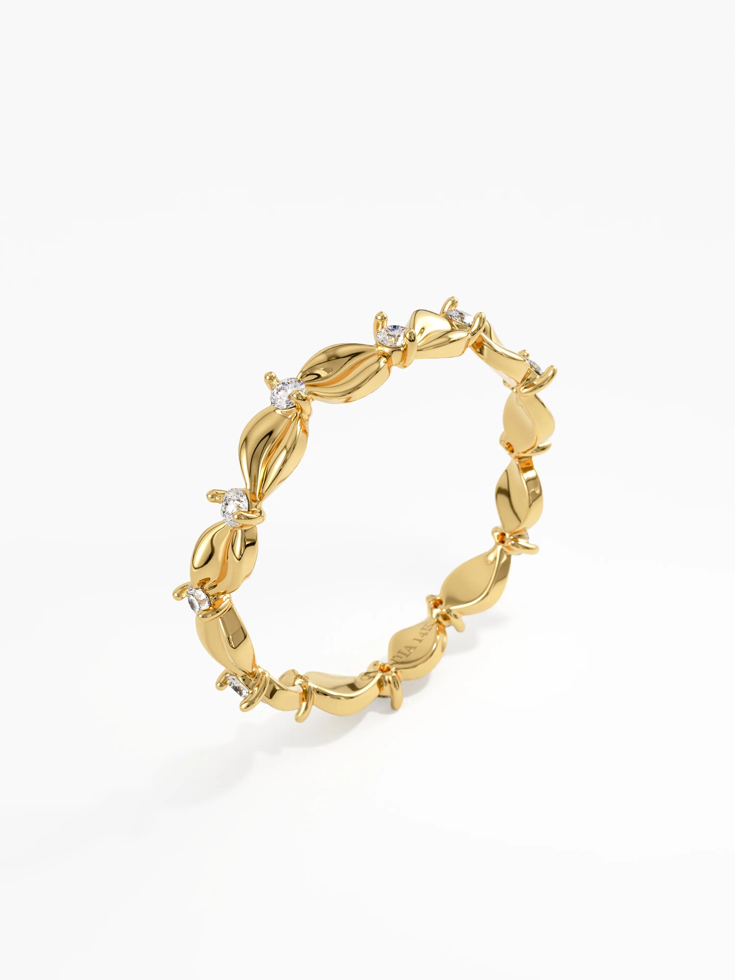 Leaf Eternity Wedding Ring, solid gold ring, view 5 | DiaFifth