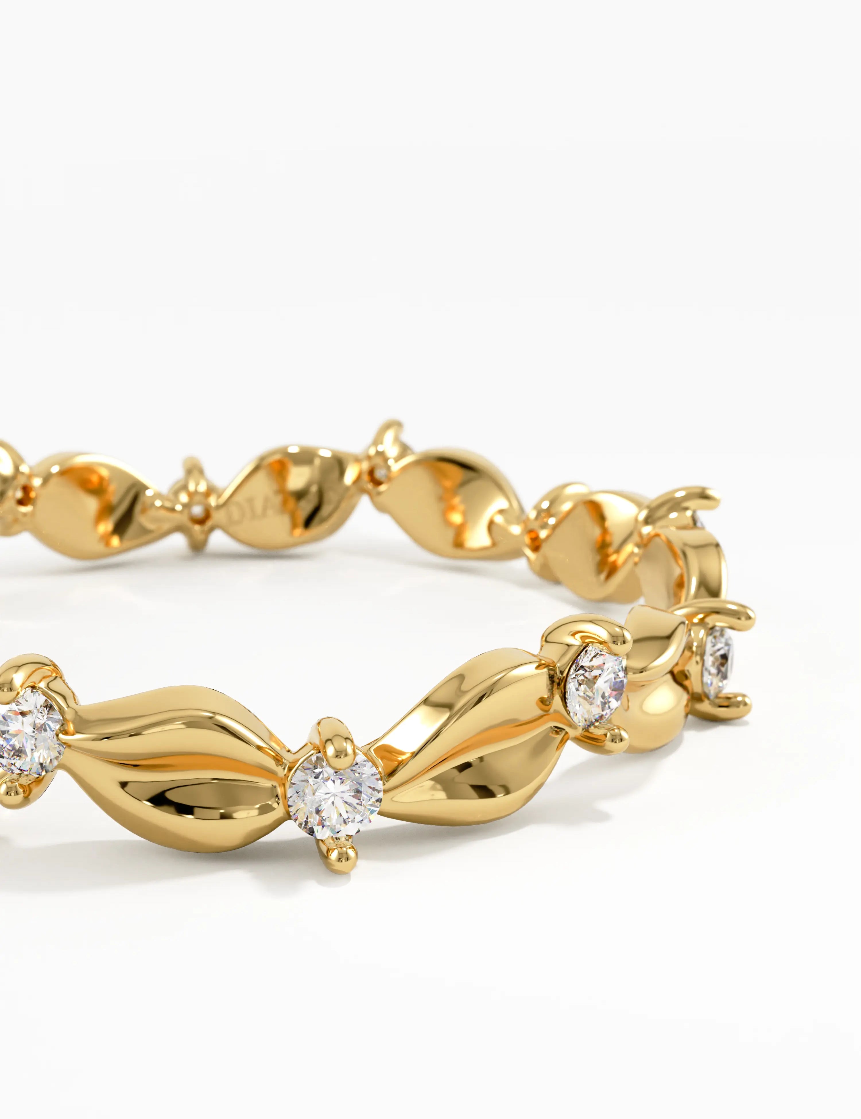Leaf Eternity Wedding Ring, solid gold ring, view 2 | DiaFifth