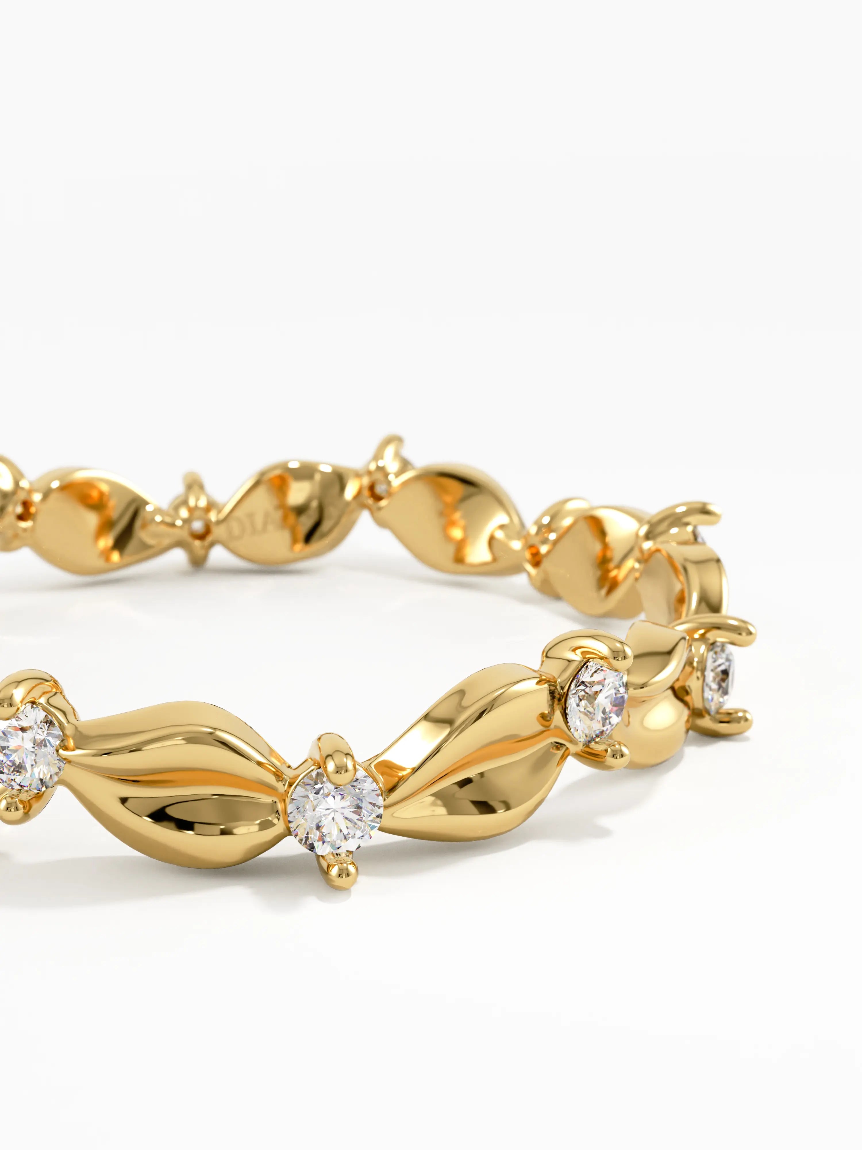 Leaf Eternity Wedding Ring, solid gold ring, view 2 | DiaFifth