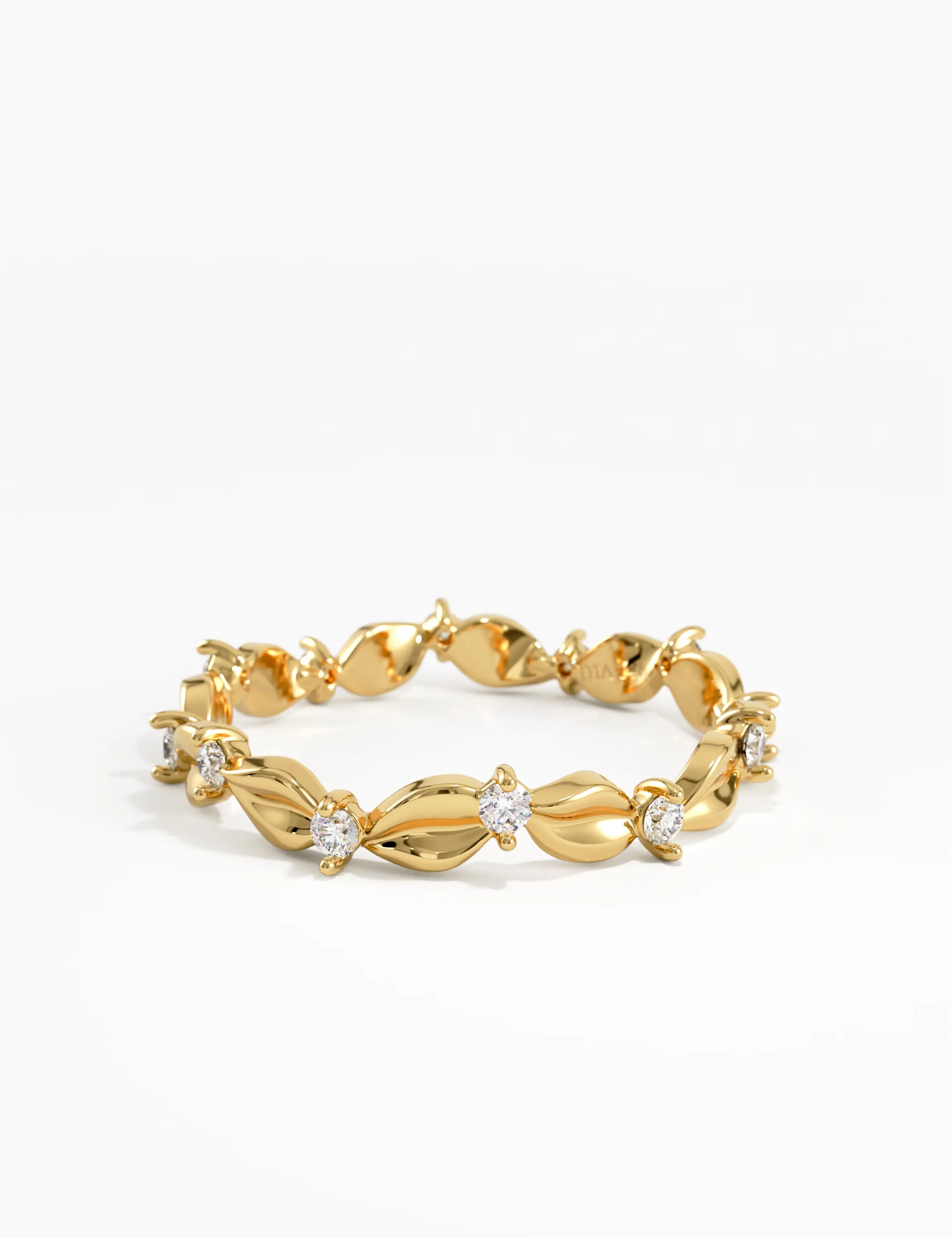 Leaf Eternity Wedding Ring, solid gold ring, view 4 | DiaFifth