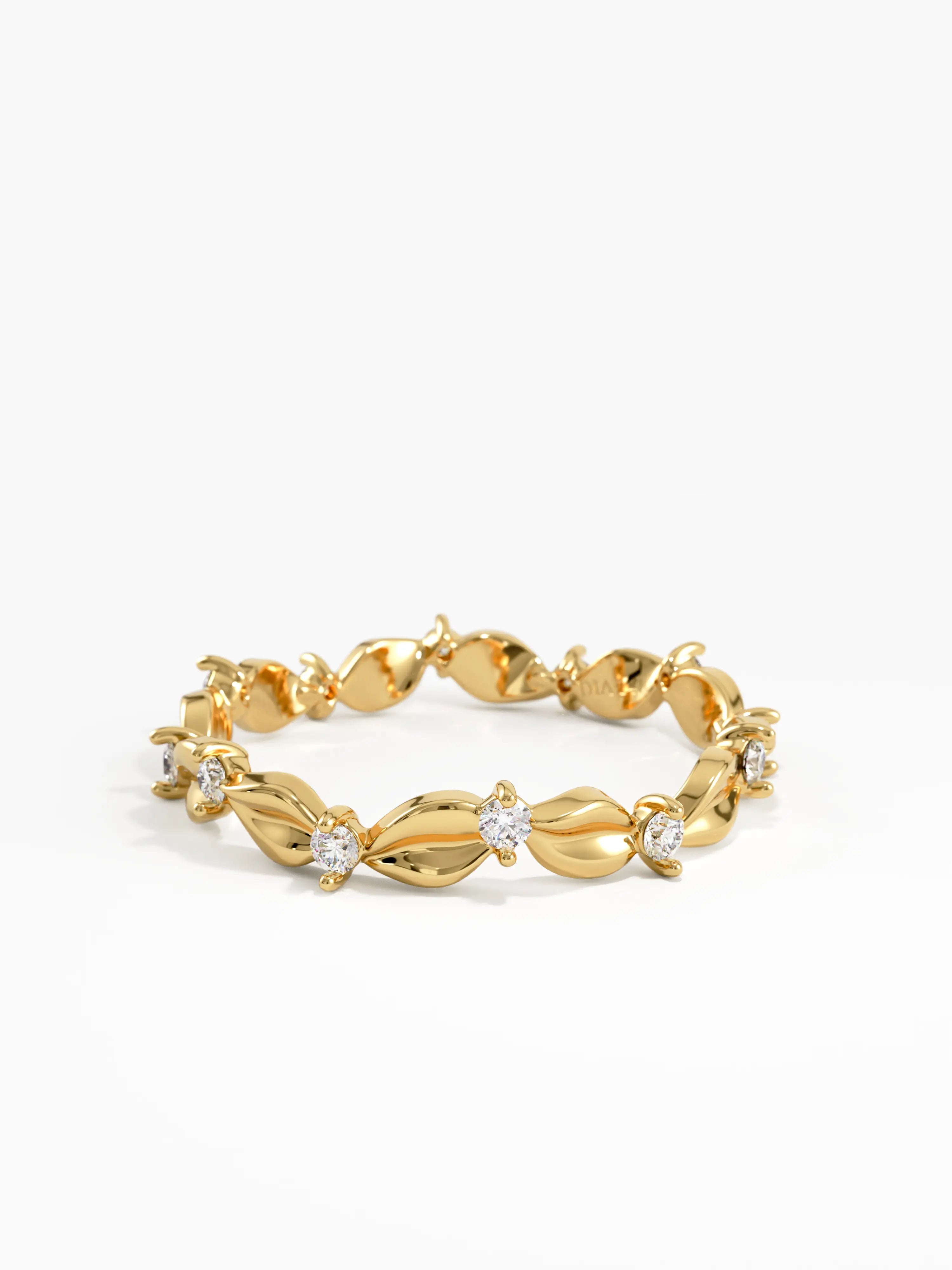 Leaf Eternity Wedding Ring, solid gold ring, view 4 | DiaFifth