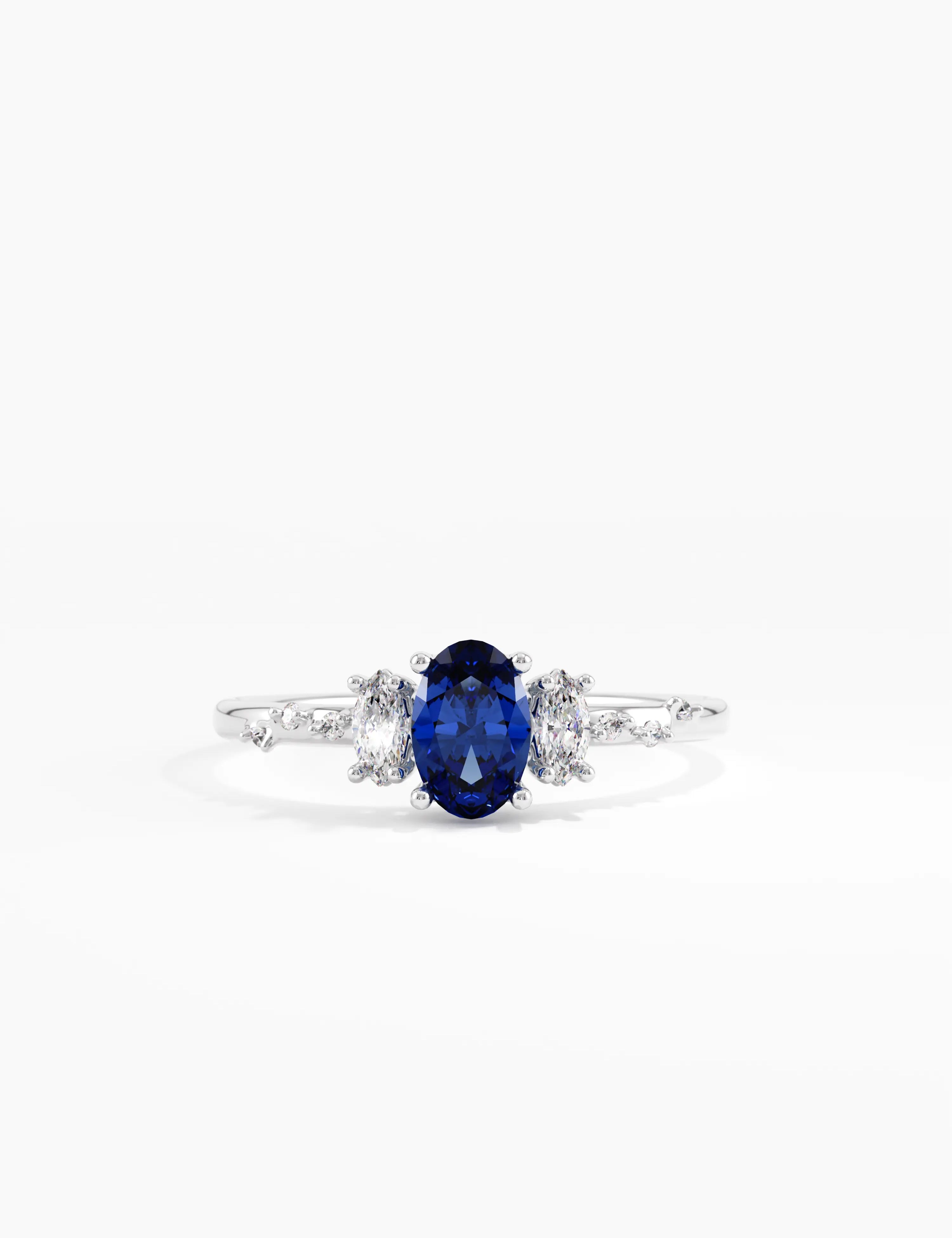 Sapphire Engagement Ring, solid gold ring, view 7 | DiaFifth