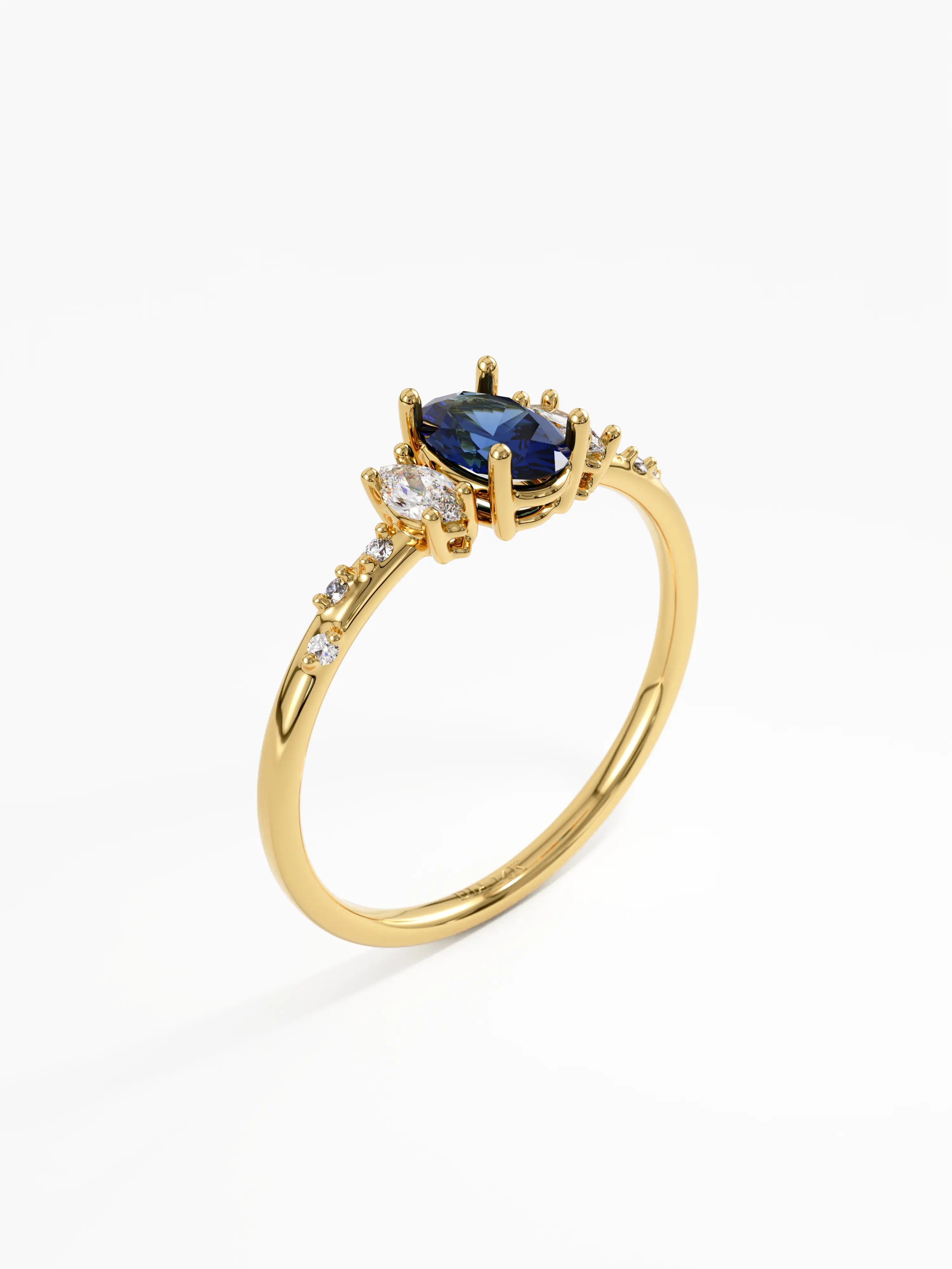 Sapphire Engagement Ring, solid gold ring, view 5 | DiaFifth