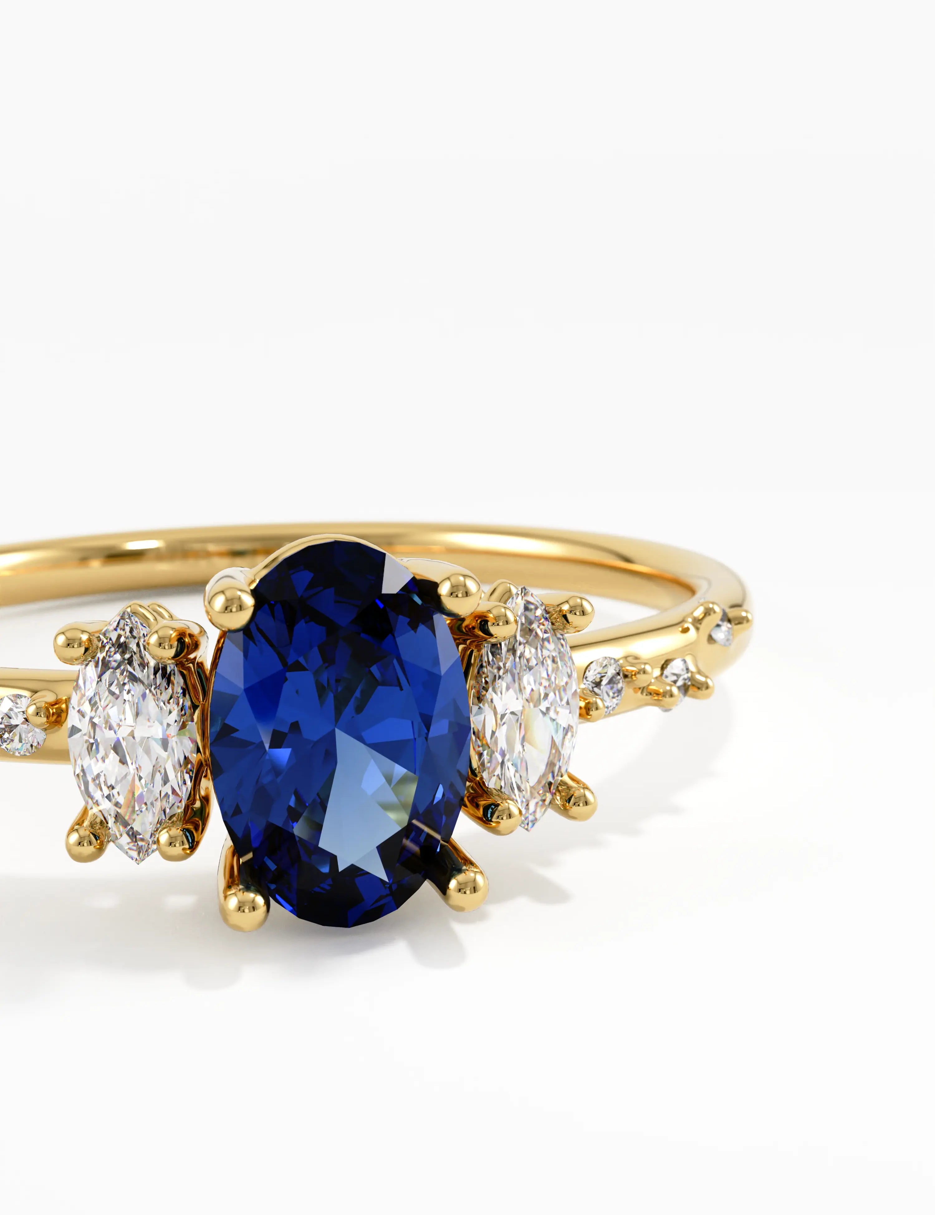 Sapphire Engagement Ring, solid gold ring, view 2 | DiaFifth