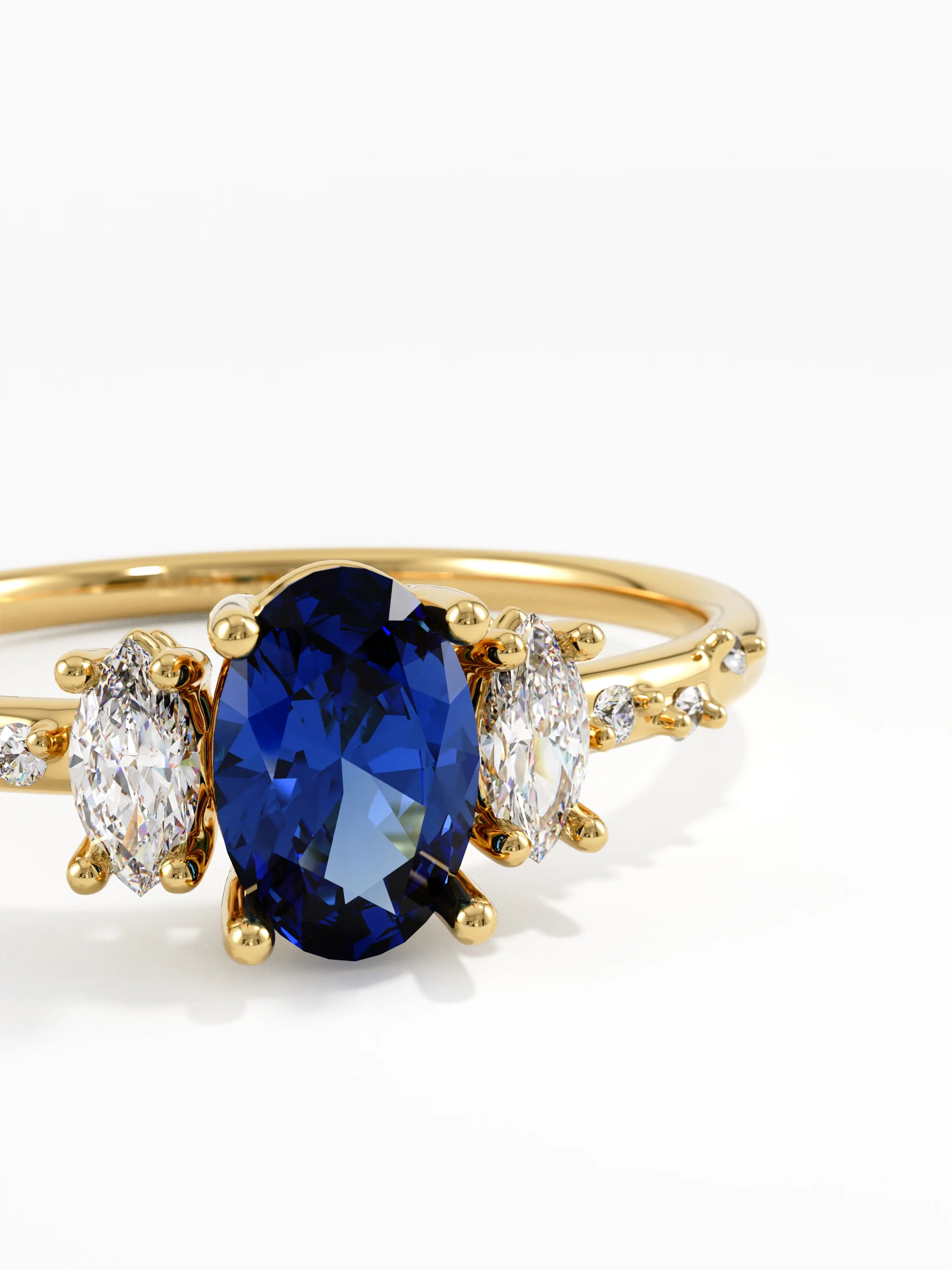 Sapphire Engagement Ring, solid gold ring, view 2 | DiaFifth