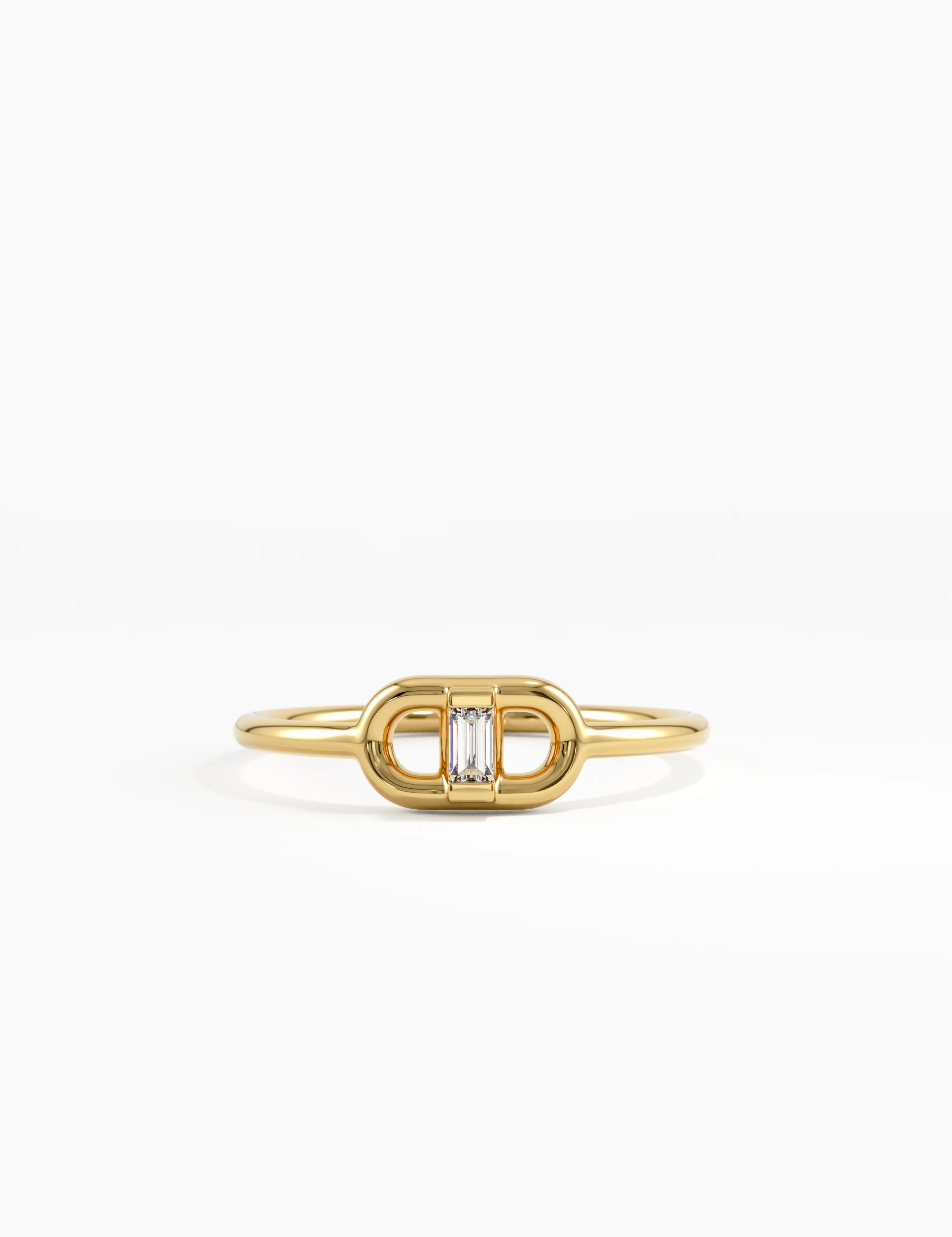 Tiny Baguette Ring, solid gold ring | DiaFifth