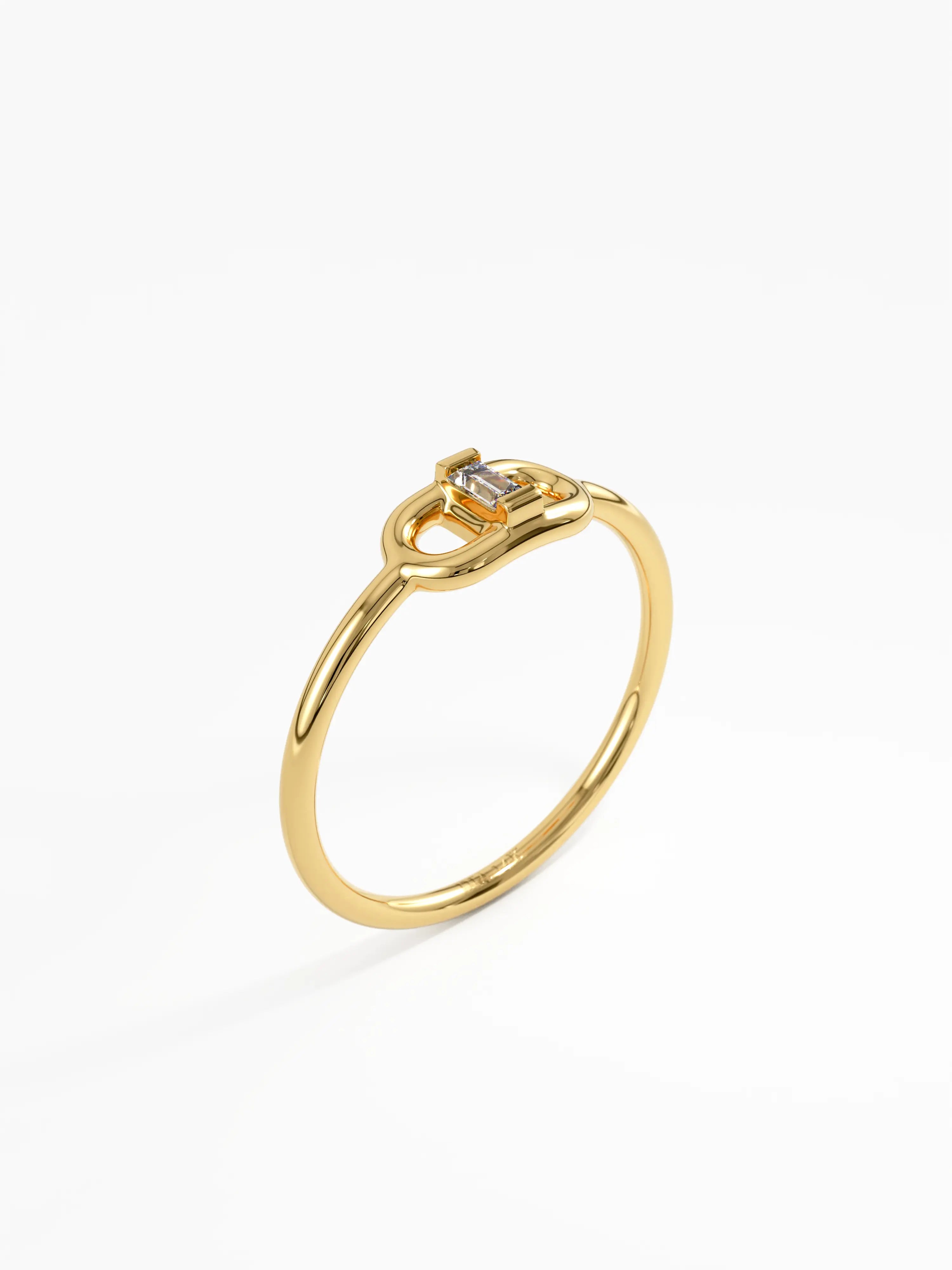 Tiny Baguette Ring, solid gold ring, view 5 | DiaFifth