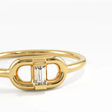 Tiny Baguette Ring, solid gold ring, view 2 | DiaFifth
