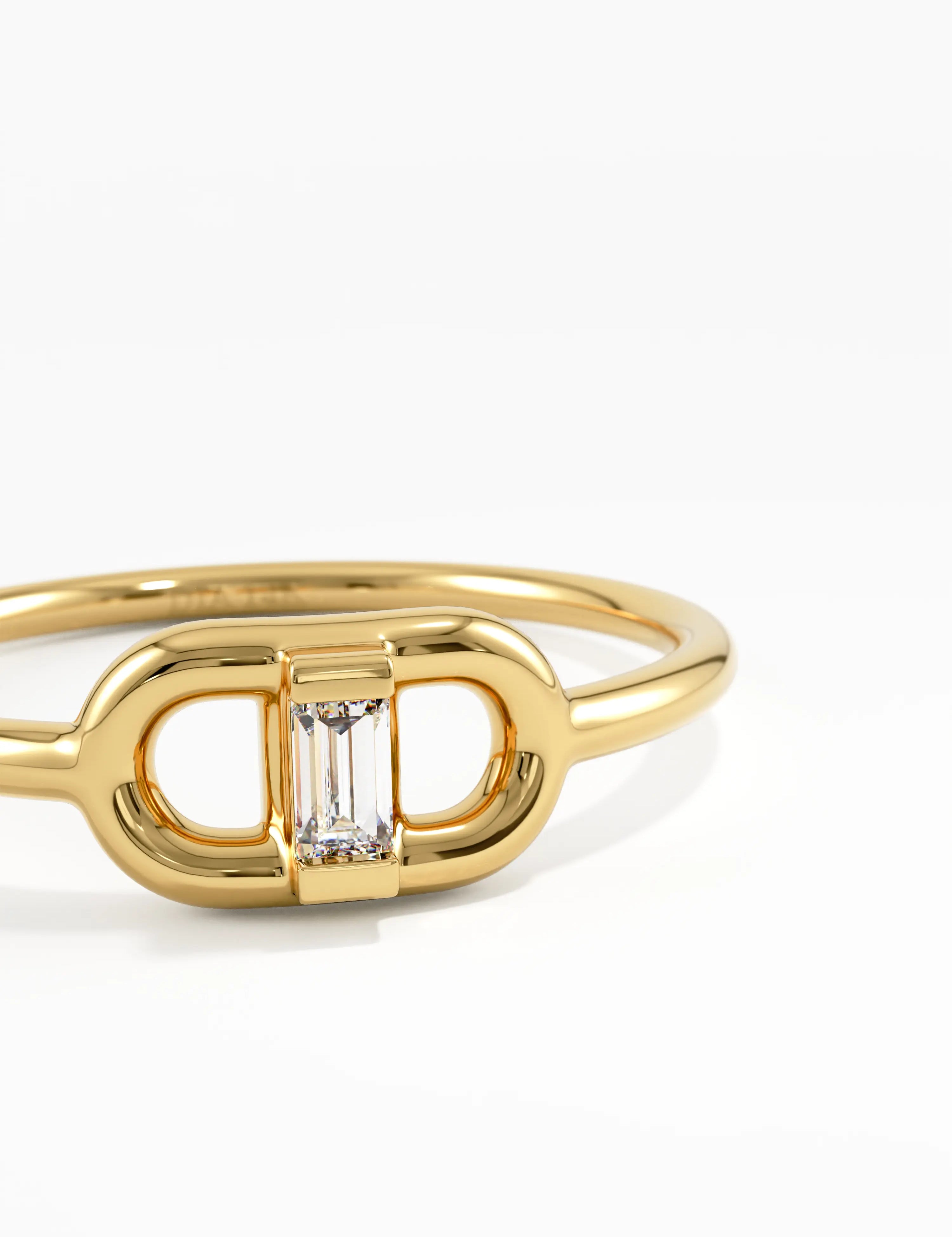 Tiny Baguette Ring, solid gold ring, view 2 | DiaFifth