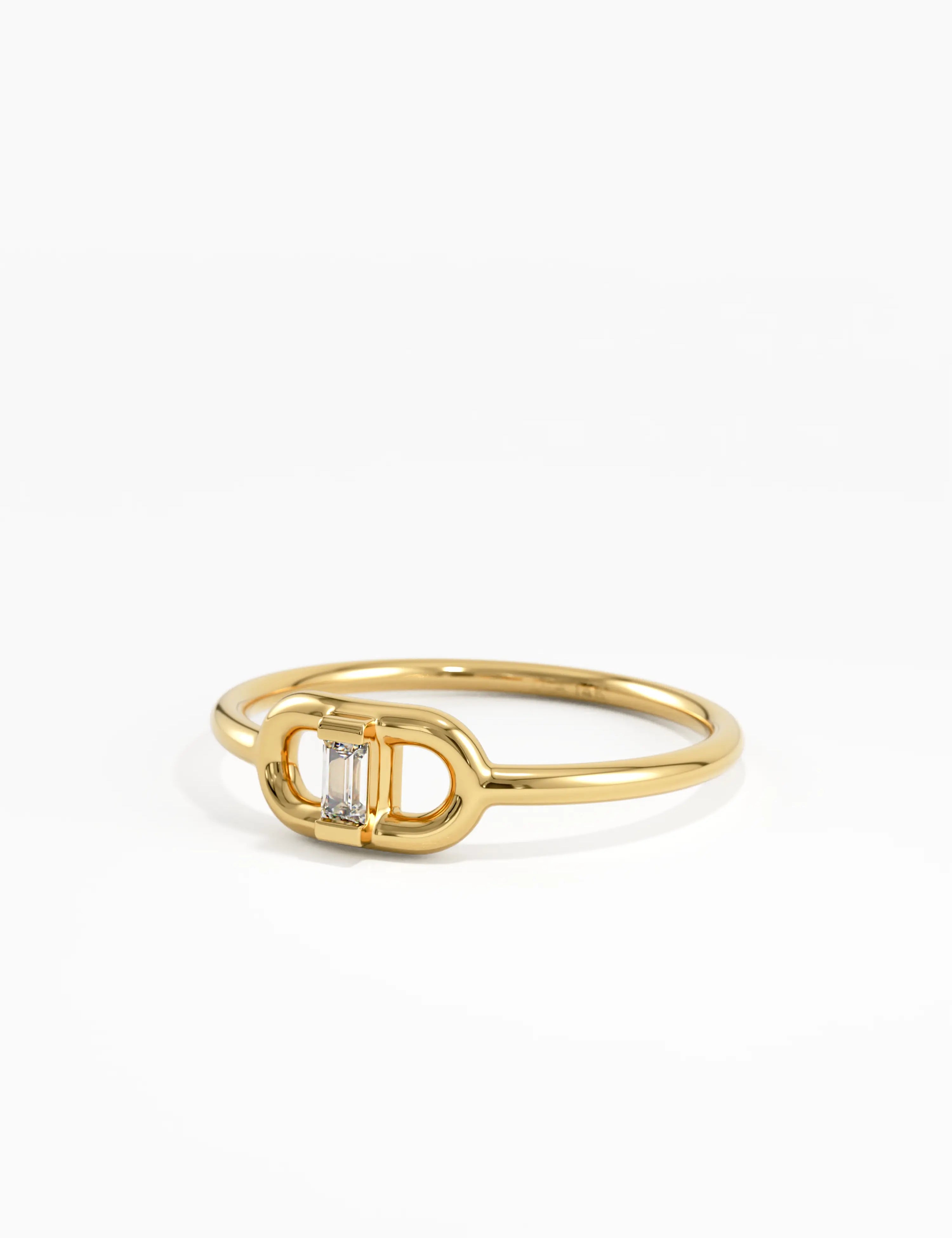 Tiny Baguette Ring, solid gold ring, view 8 | DiaFifth