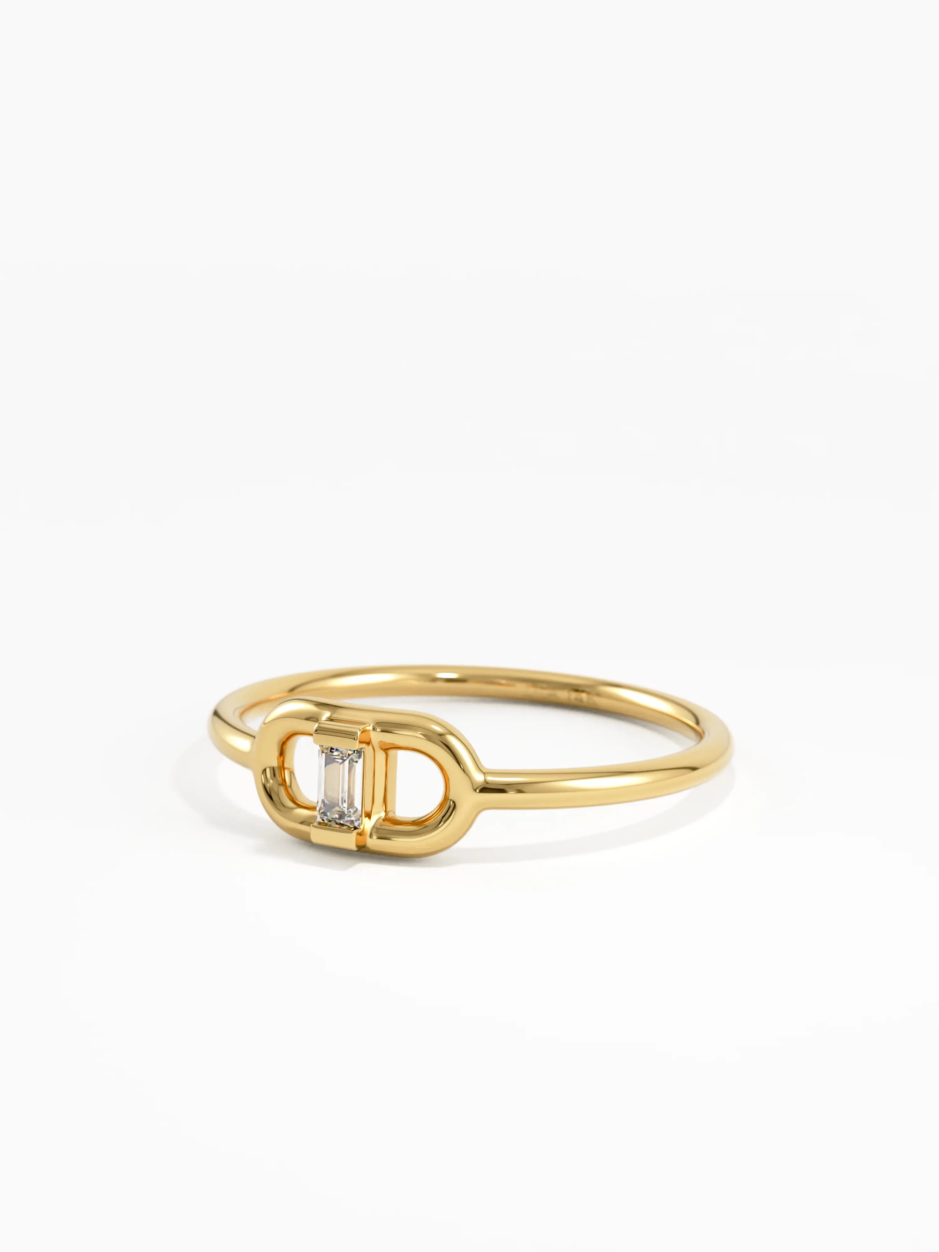 Tiny Baguette Ring, solid gold ring, view 8 | DiaFifth
