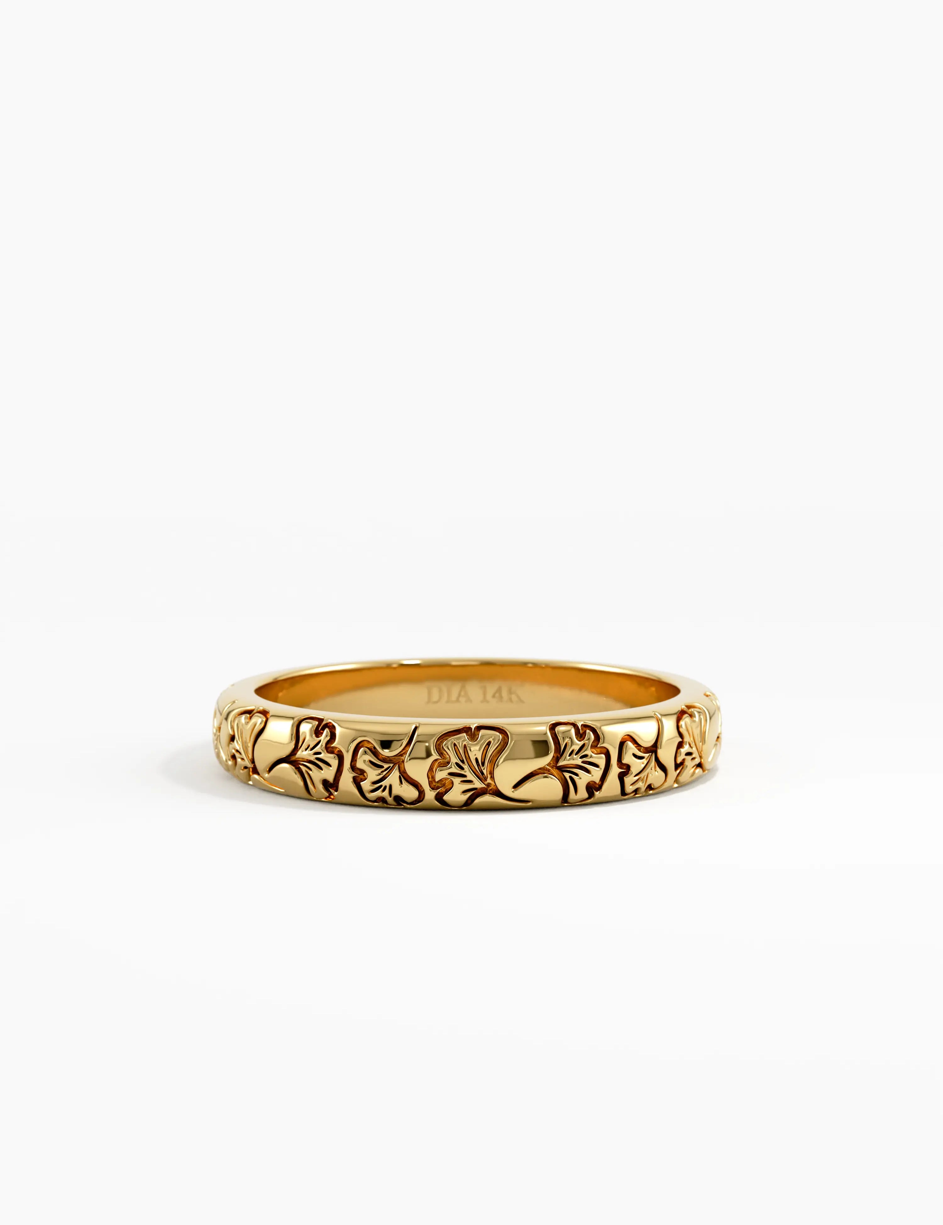 Ginkgo Leaf Wedding Band, solid gold ring | DiaFifth