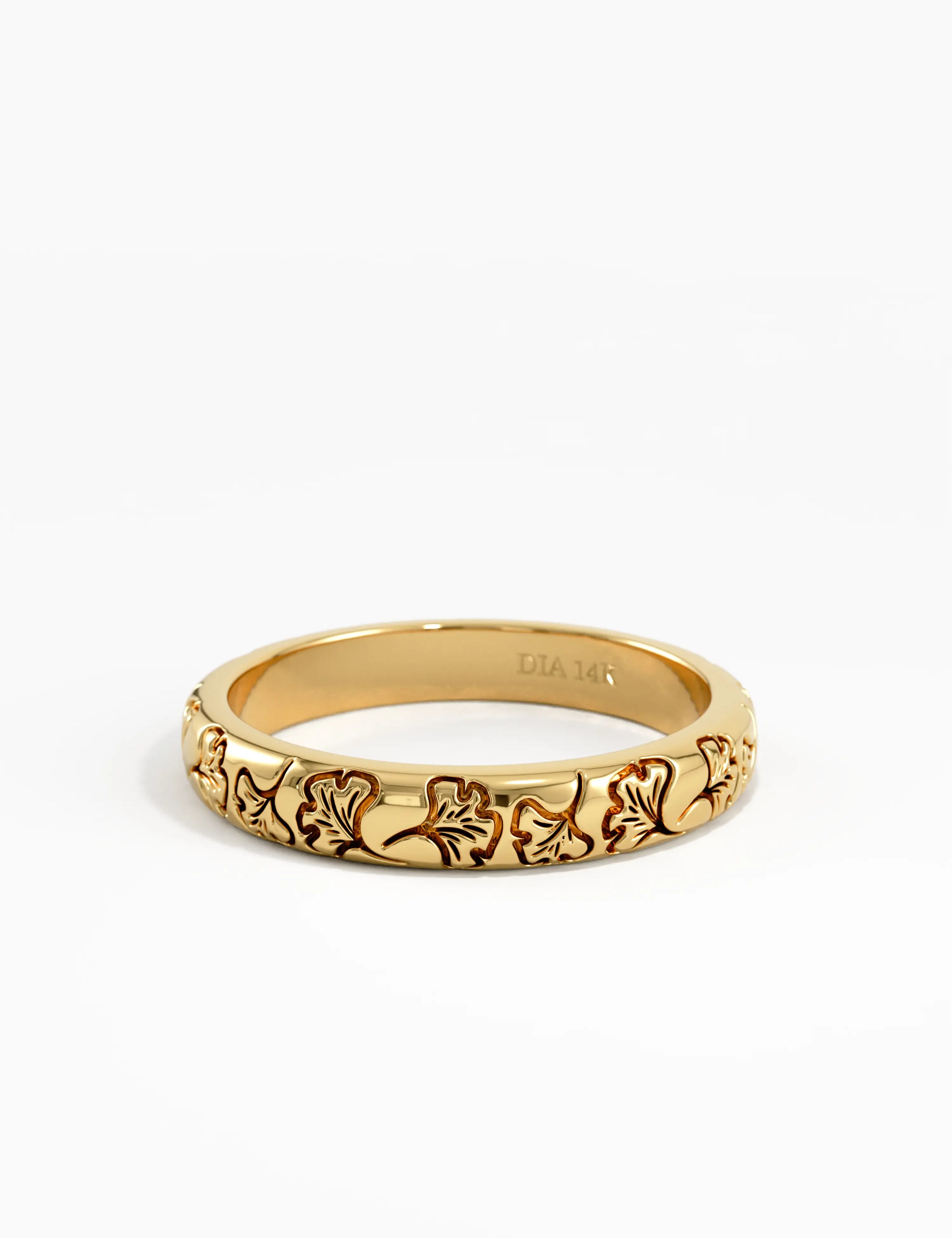 Ginkgo Leaf Wedding Band, solid gold ring, view 8 | DiaFifth