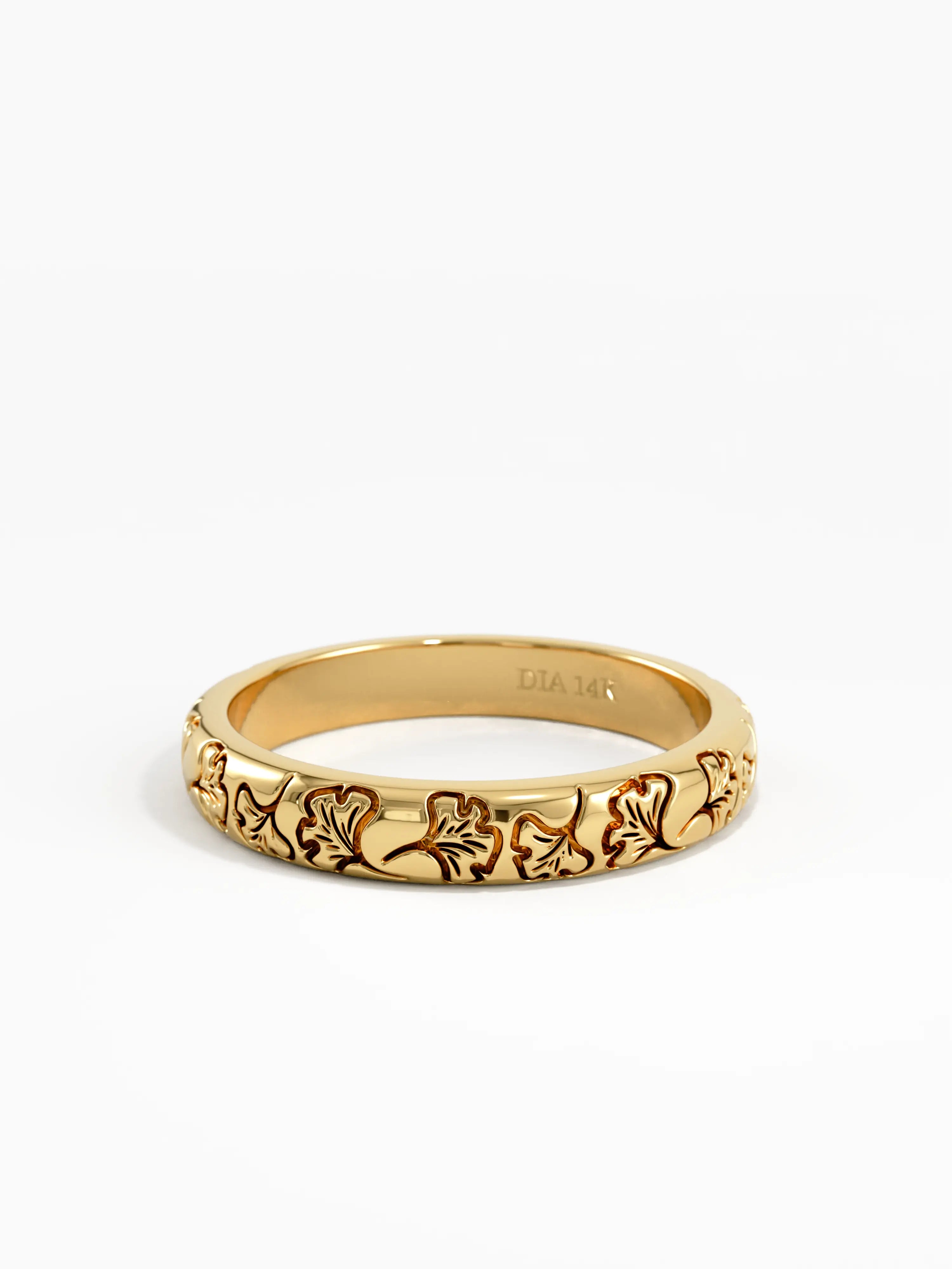 Ginkgo Leaf Wedding Band, solid gold ring, view 8 | DiaFifth