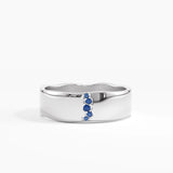 Sapphire Wavy Wedding Band, solid gold ring, view 7 | DiaFifth