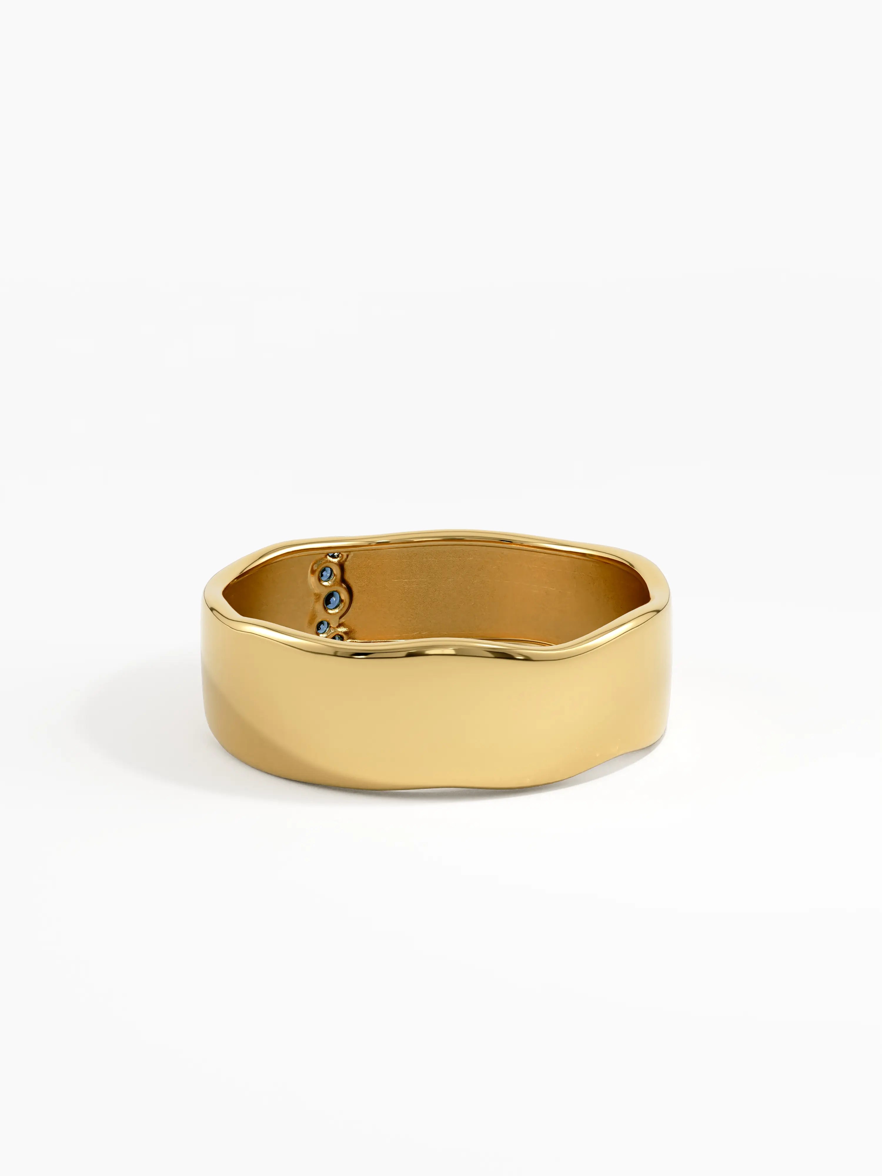 Sapphire Wavy Wedding Band, solid gold ring, view 4 | DiaFifth