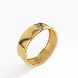 Sapphire Wavy Wedding Band, solid gold ring, view 5 | DiaFifth