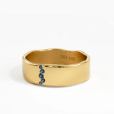 Sapphire Wavy Wedding Band, solid gold ring, view 8 | DiaFifth