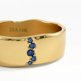 Sapphire Wavy Wedding Band, solid gold ring, view 2 | DiaFifth