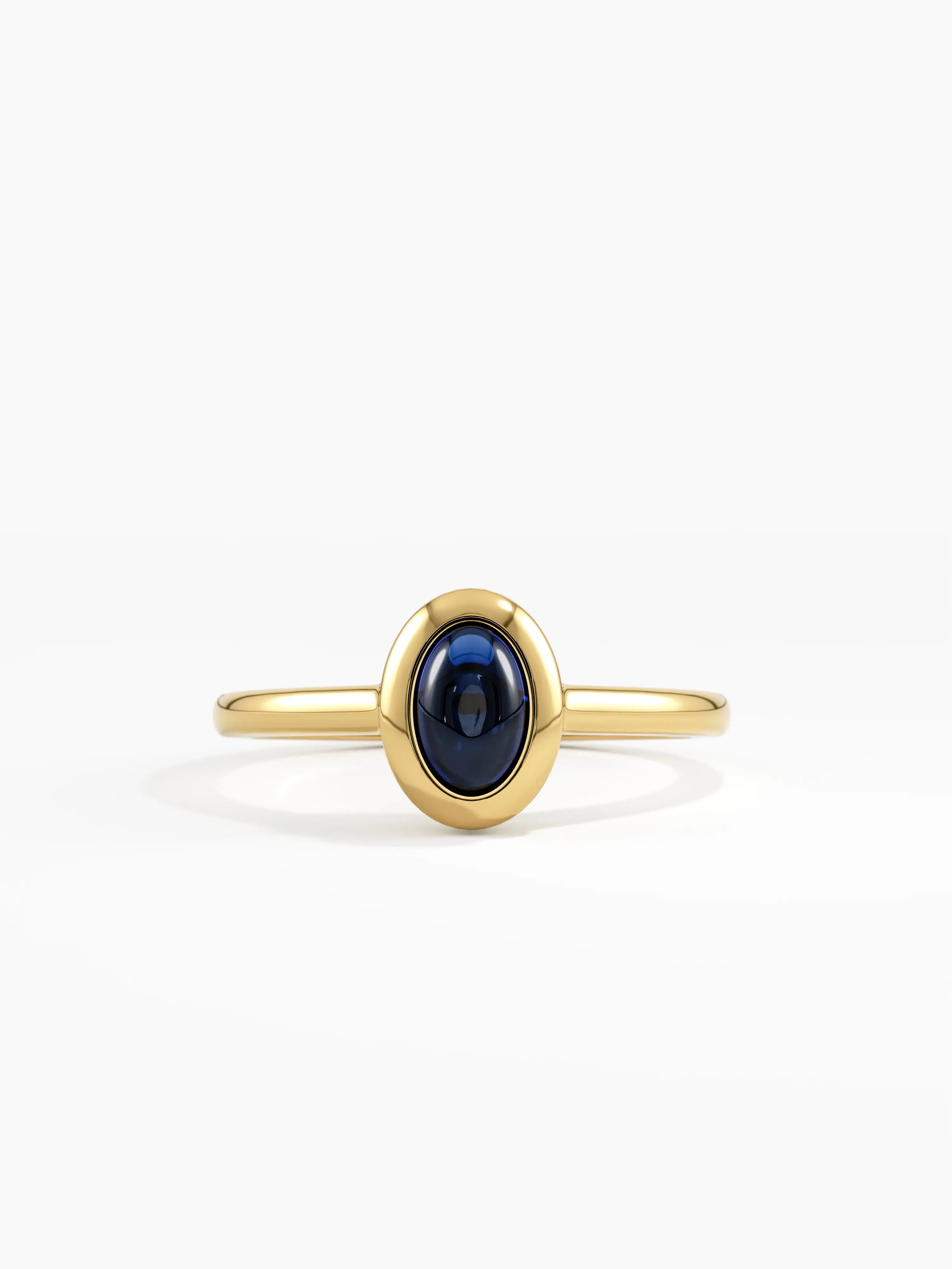 Bezel Sapphire Engagement Ring, solid gold ring | DiaFifth