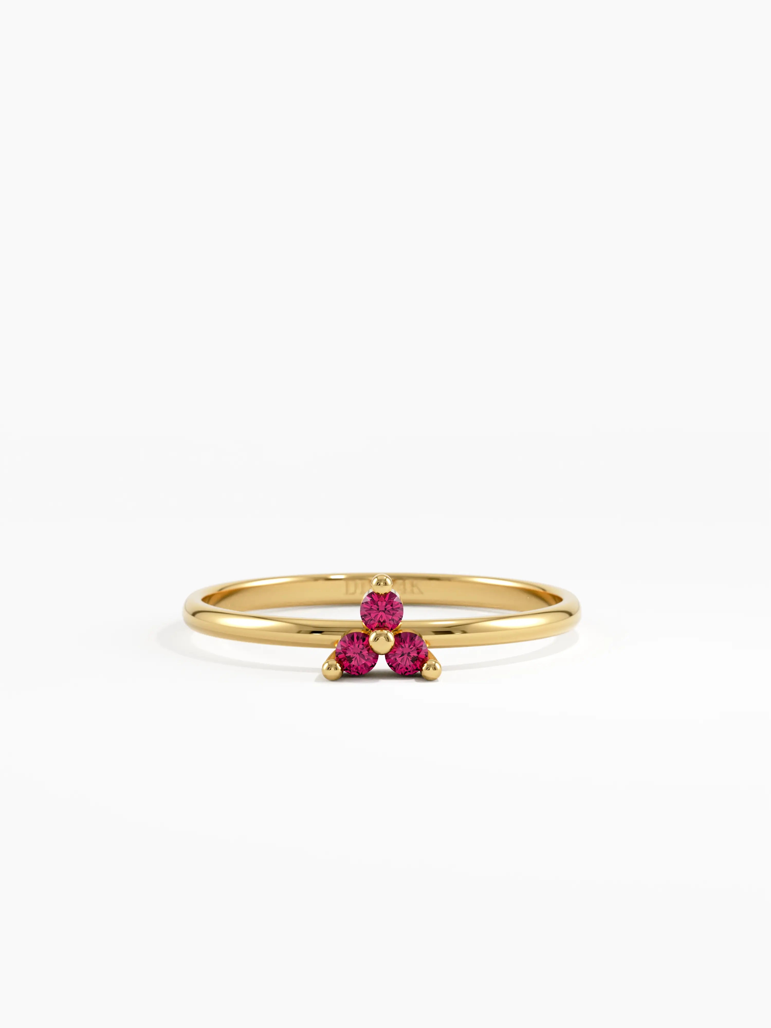 Ruby Trefoil Stacking Ring, solid gold ring | DiaFifth
