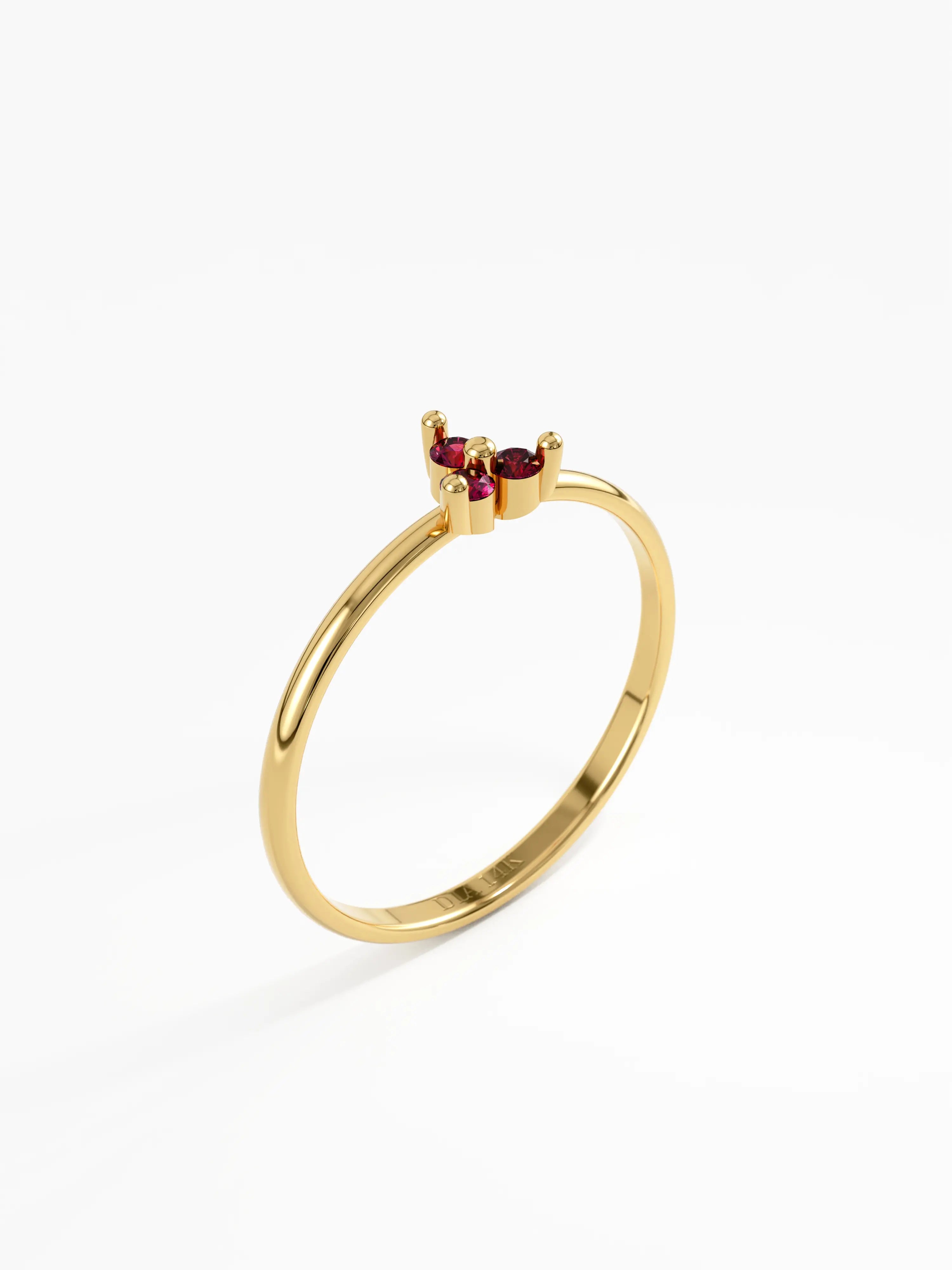 Ruby Trefoil Stacking Ring, solid gold ring, view 5 | DiaFifth