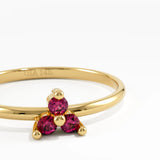 Ruby Trefoil Stacking Ring, solid gold ring, view 2 | DiaFifth