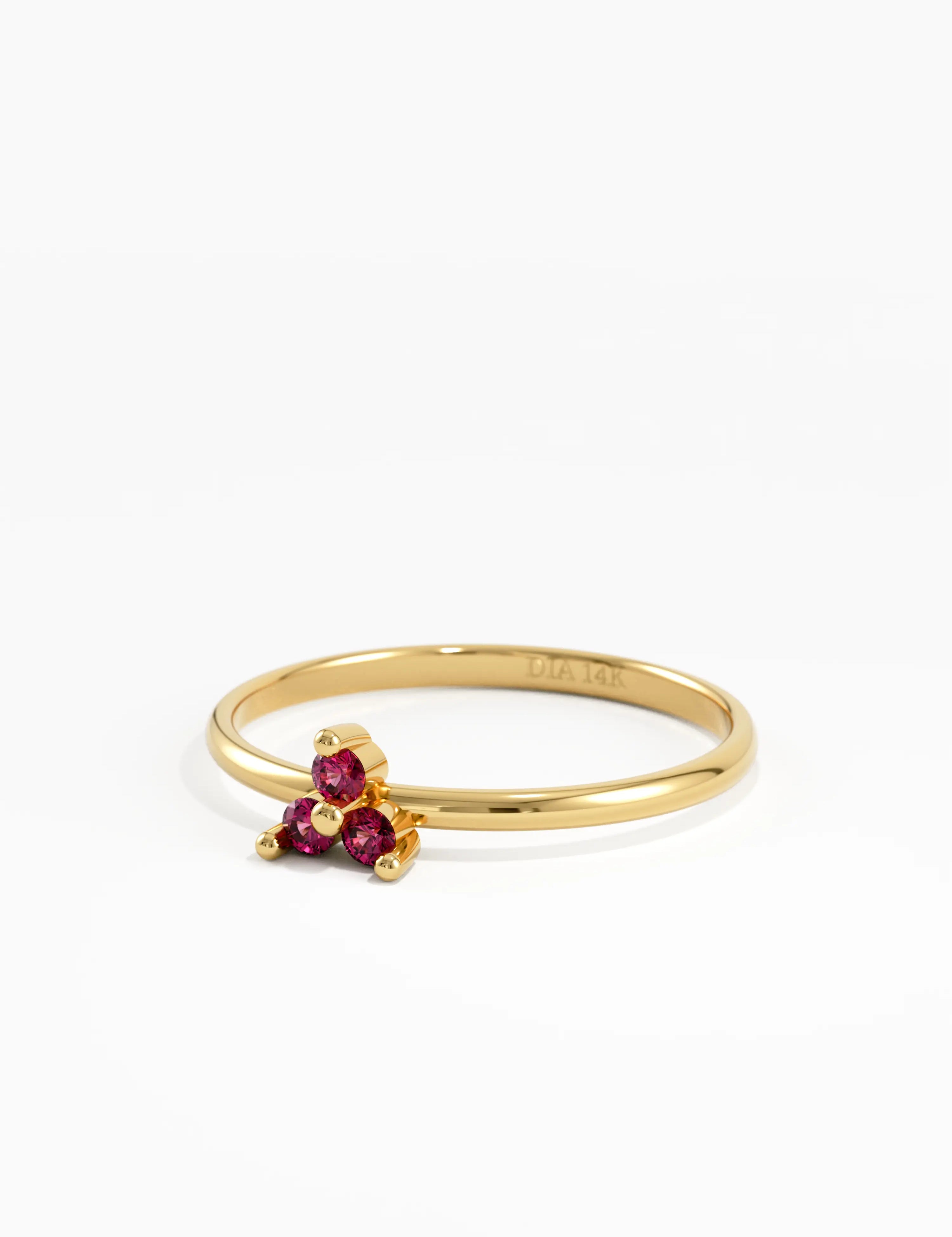 Ruby Trefoil Stacking Ring, solid gold ring, view 8 | DiaFifth