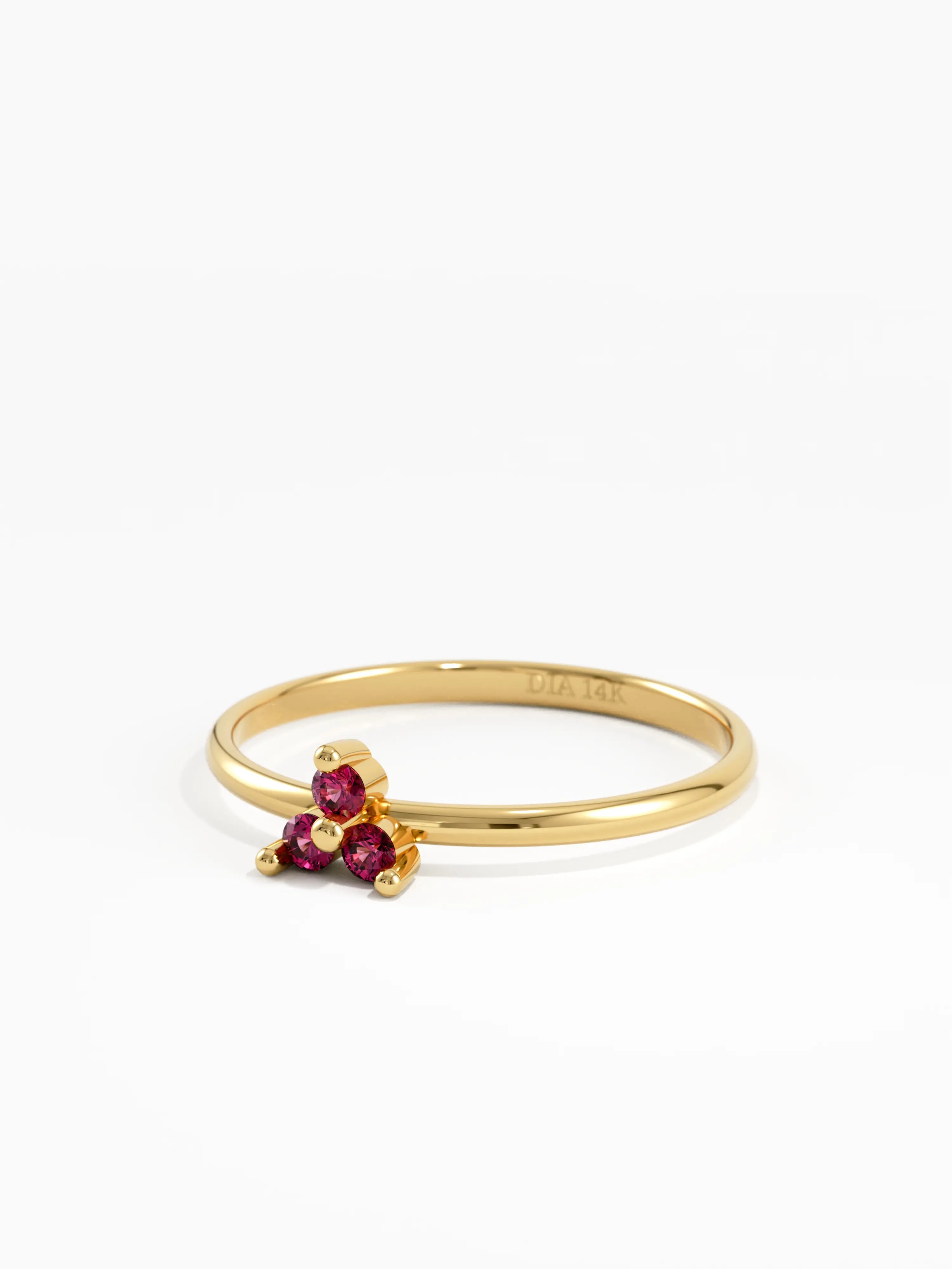 Ruby Trefoil Stacking Ring, solid gold ring, view 8 | DiaFifth