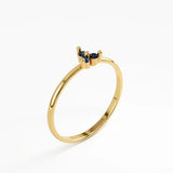 Sapphire Trefoil Stacking Ring, solid gold ring, view 5 | DiaFifth