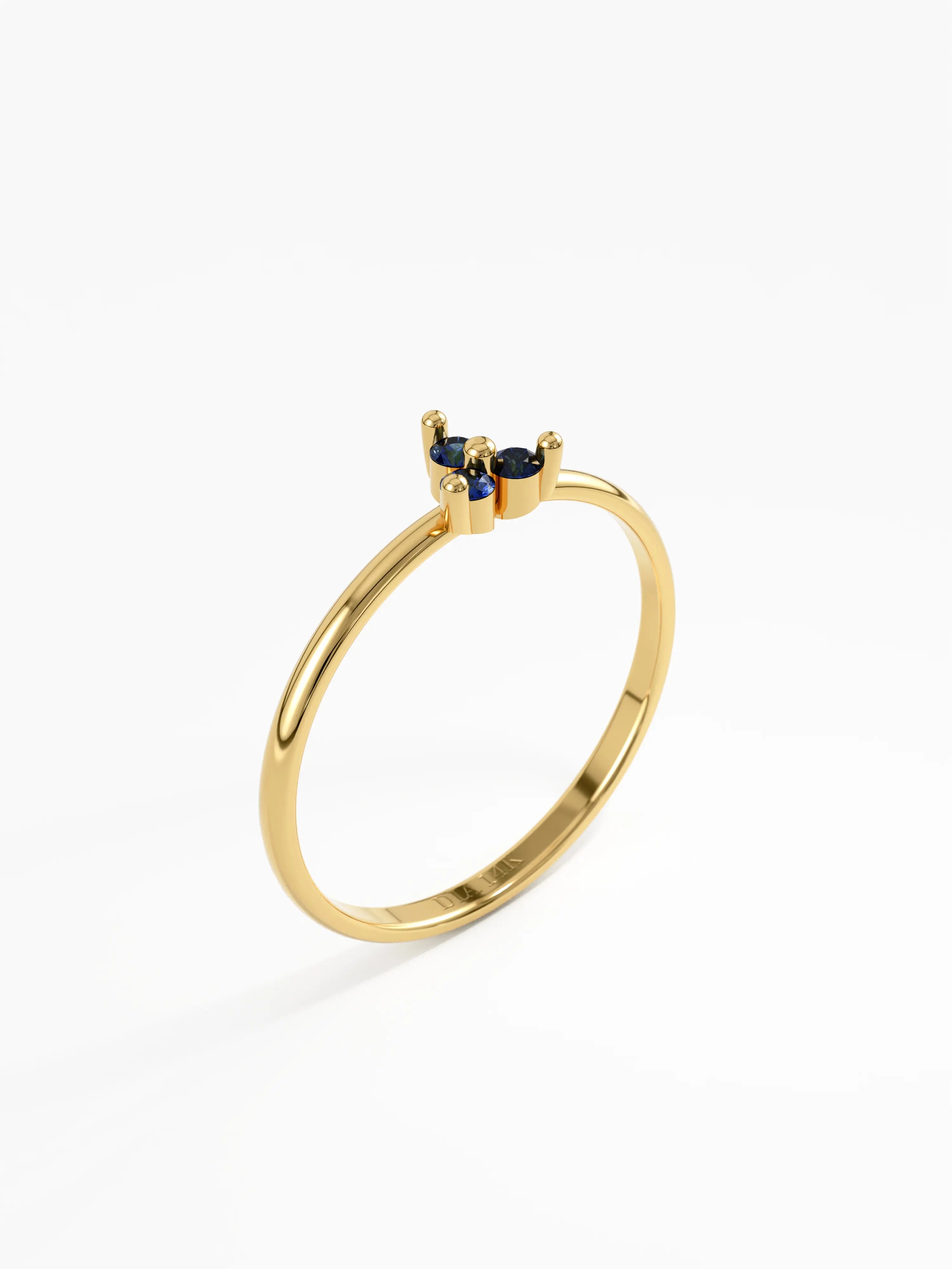 Sapphire Trefoil Stacking Ring, solid gold ring, view 5 | DiaFifth