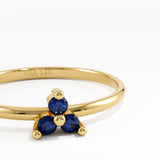 Sapphire Trefoil Stacking Ring, solid gold ring, view 2 | DiaFifth