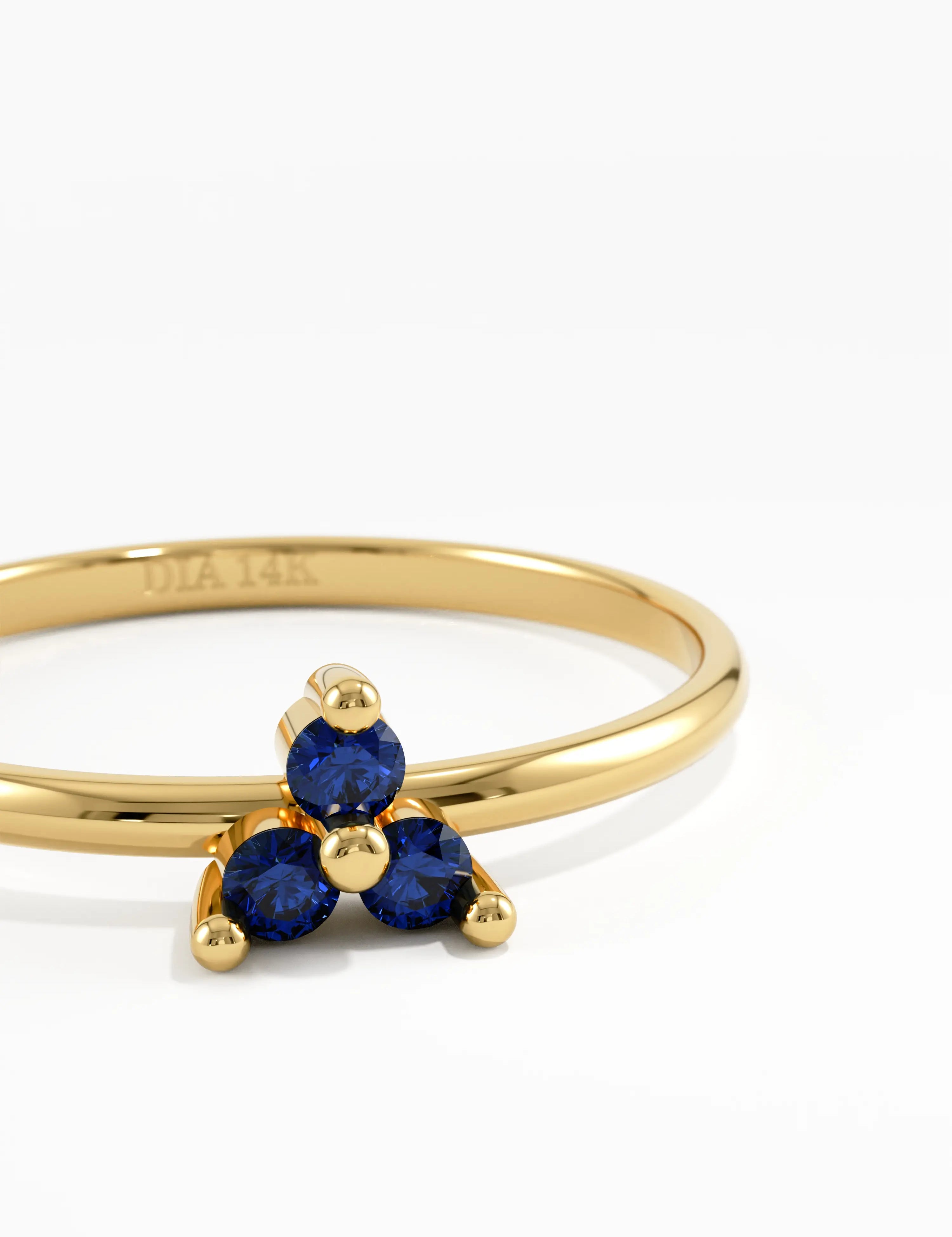 Sapphire Trefoil Stacking Ring, solid gold ring, view 2 | DiaFifth