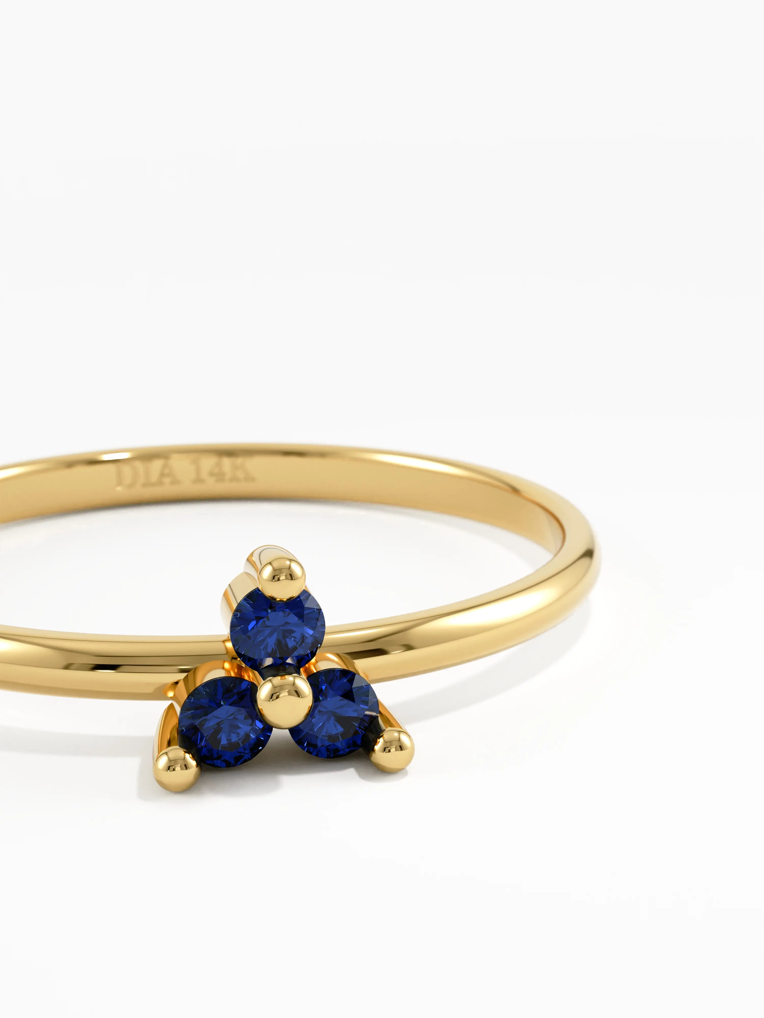 Sapphire Trefoil Stacking Ring, solid gold ring, view 2 | DiaFifth