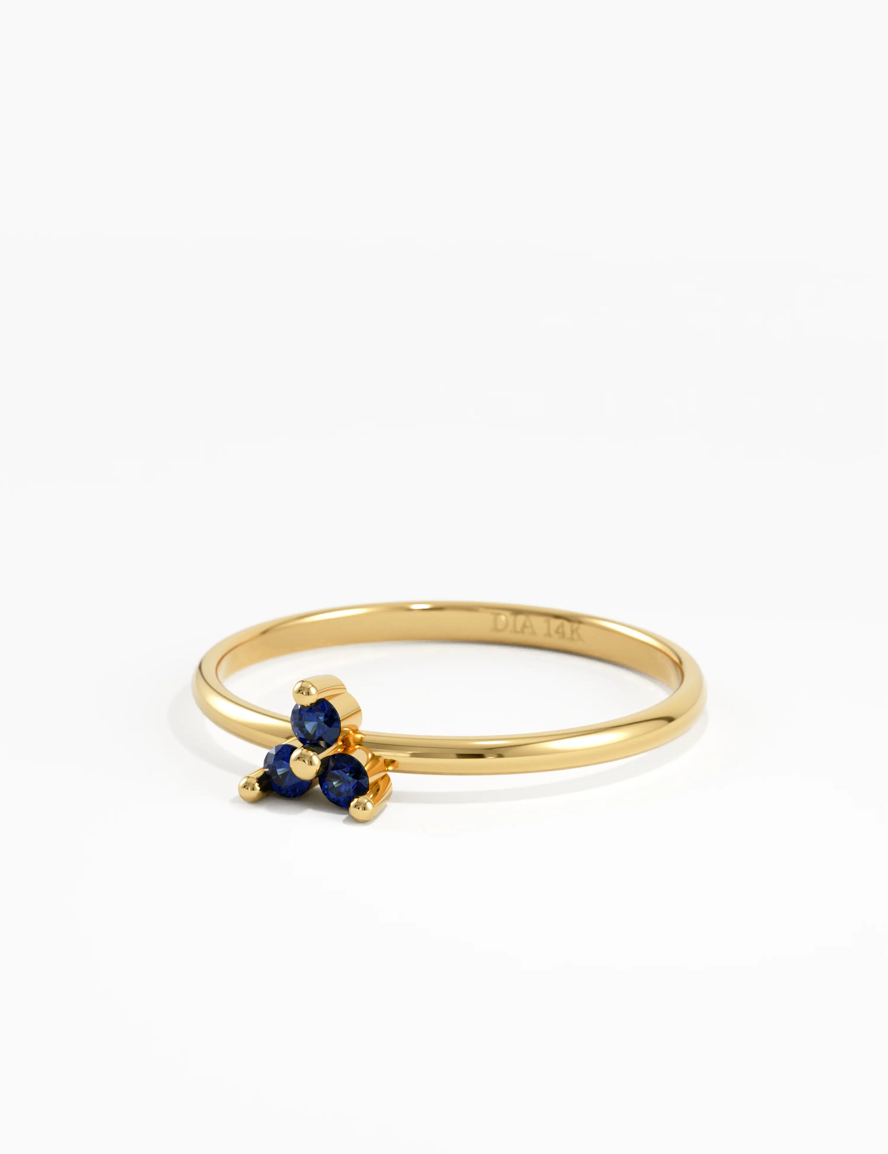 Sapphire Trefoil Stacking Ring, solid gold ring, view 8 | DiaFifth